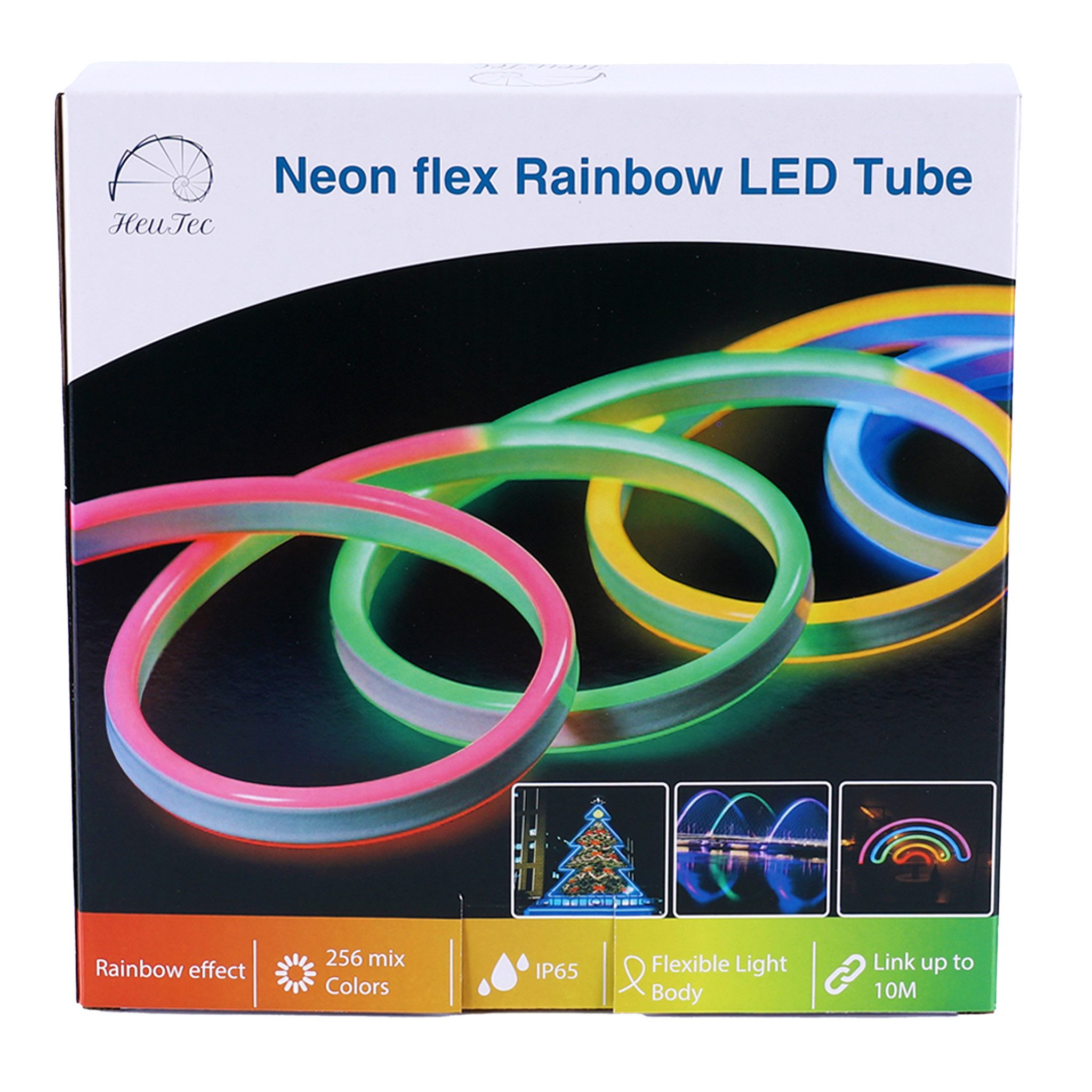 HeuTec Lichterschlauch Rainbow 5m Stripe außen Outdoor wasserdicht verkettbar Fernbedienung, 5m, inkl Fernbedienung, Wasserdicht, verkettbar/verknüpfbar