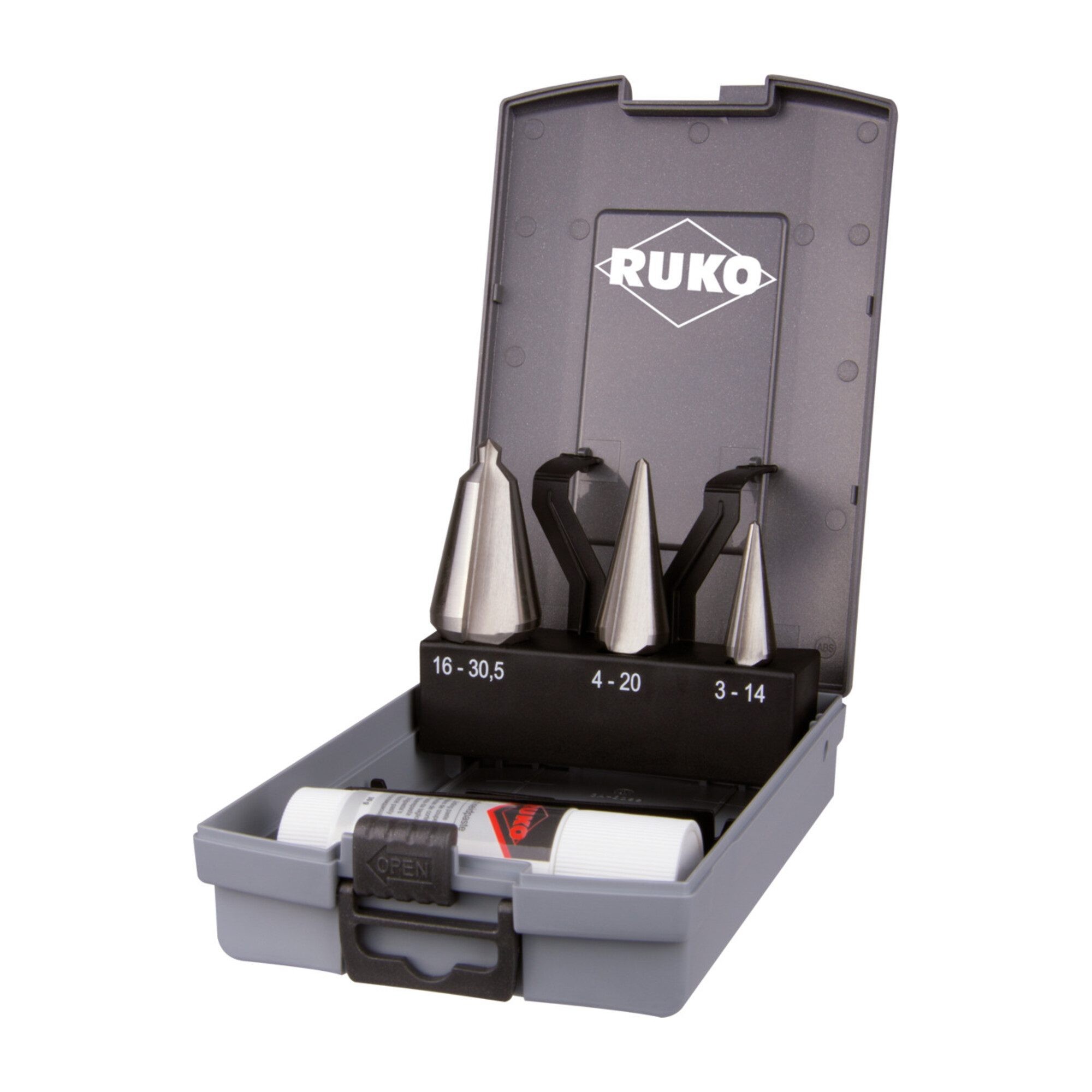 Ruko Metallbohrer RUKO Blechschälbohrer-Satz HSS, geschliffen in Kunststoffkassette (ABS