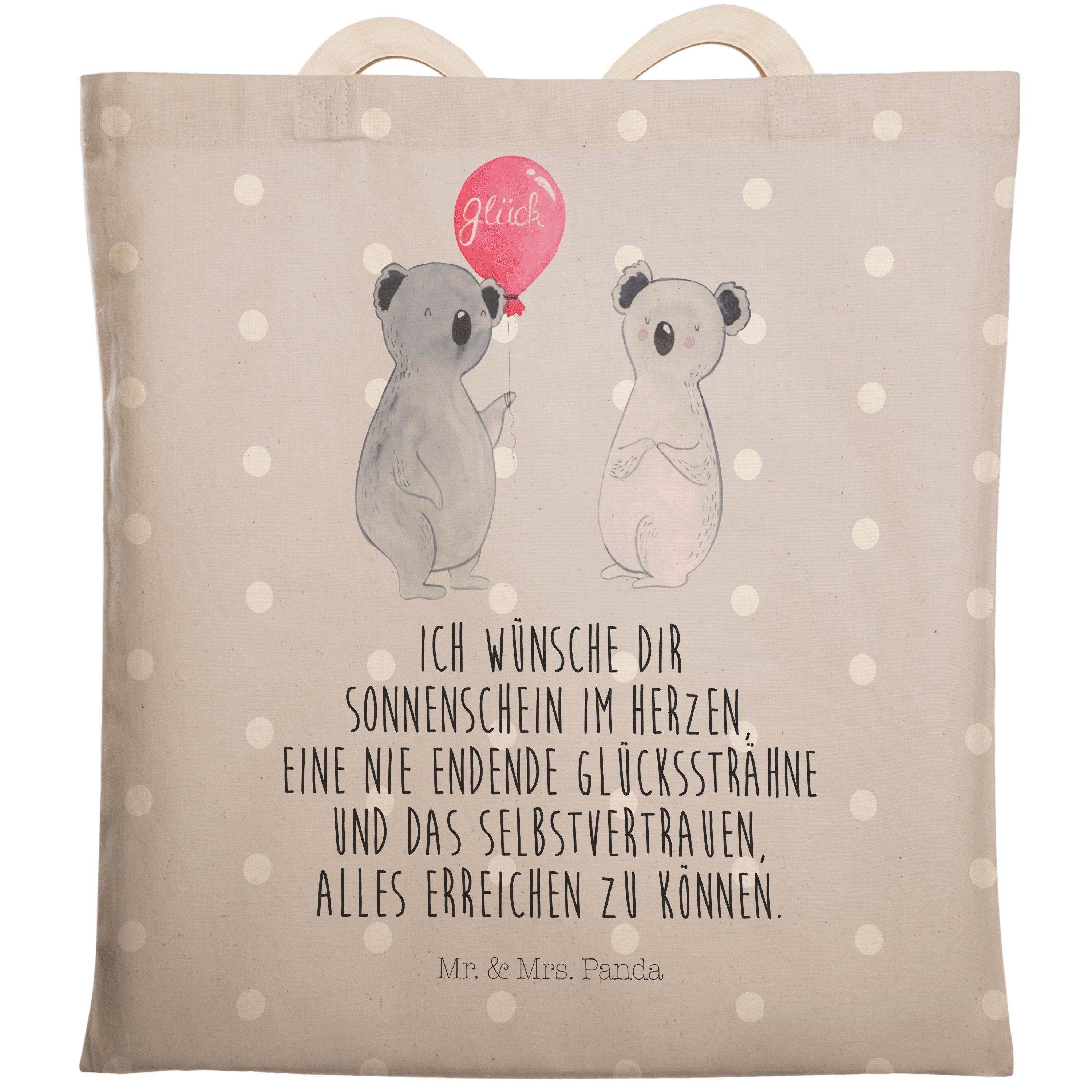 Mr. & Mrs. Panda Tragetasche Koala Luftballon - Grau Pastell - Geschenk, Party, Shopper, Tasche, U (1-tlg)