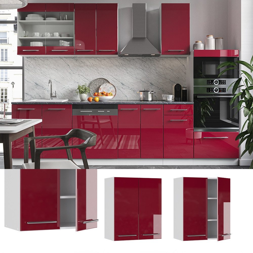 Vicco Hängeschrank Fame-Line, Bordeaux Hochglanz/Weiß, 60 cm (1-St)