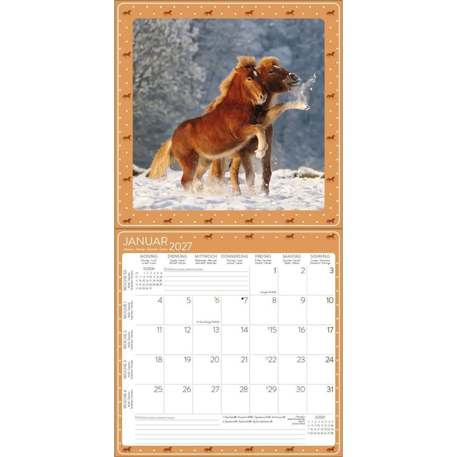 Korsch Verlag Wandkalender Pferdekalender 2027