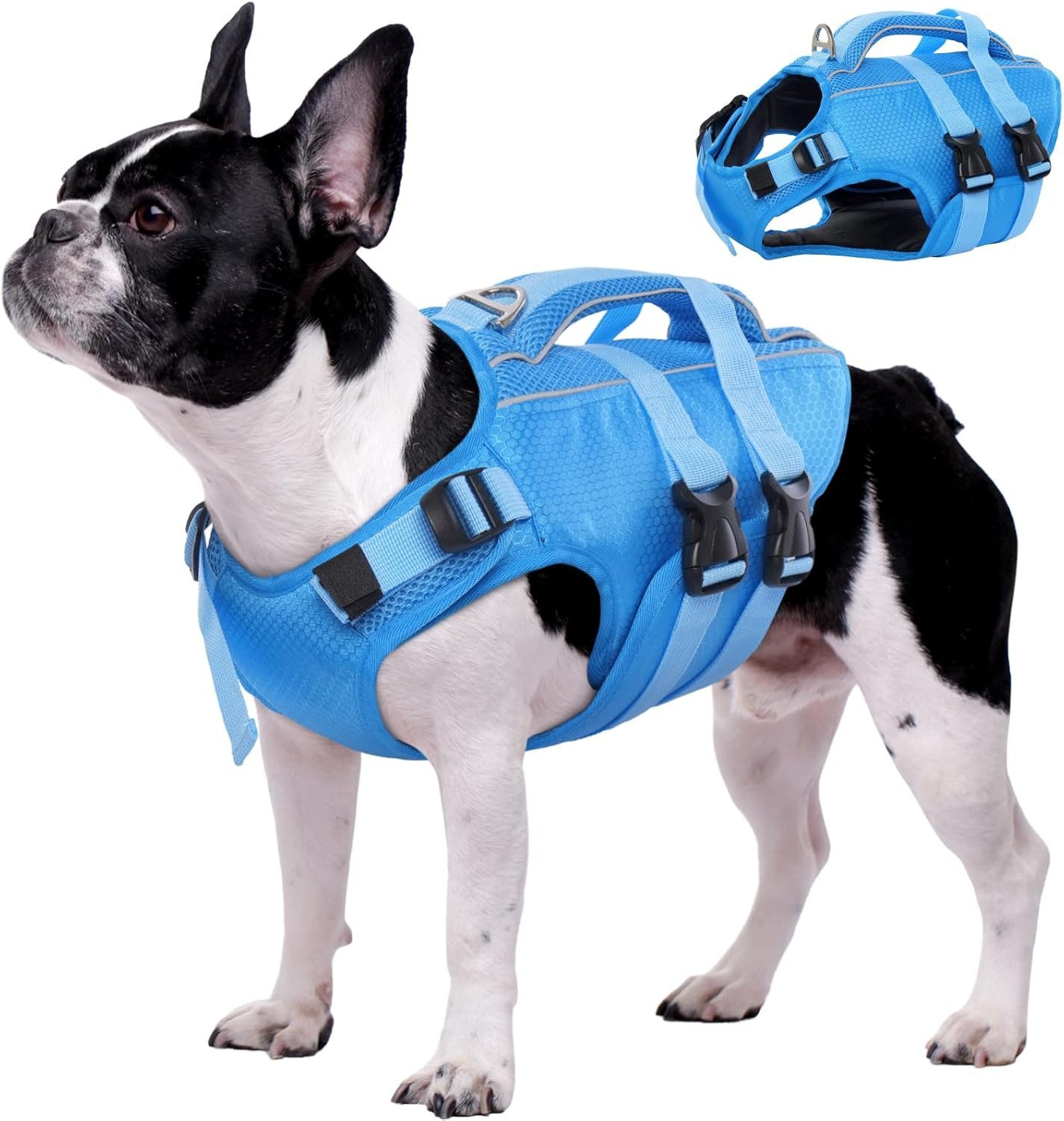 FELIXLEO Schwimmweste Hunde Schwimmweste Rettungsweste mit Griff Ripstop Blue M