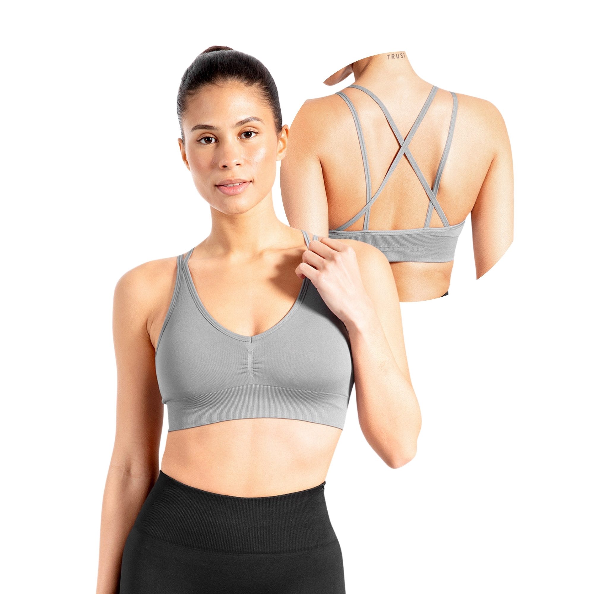 Smilodox Sport-BH Katrin, Crop Top V-Ausschnitt Fester Halt Fester Halt Yoga Alltag Sport Bra Atmungsaktiv ohne Bügel Fitness Gym Scrunch Bustier