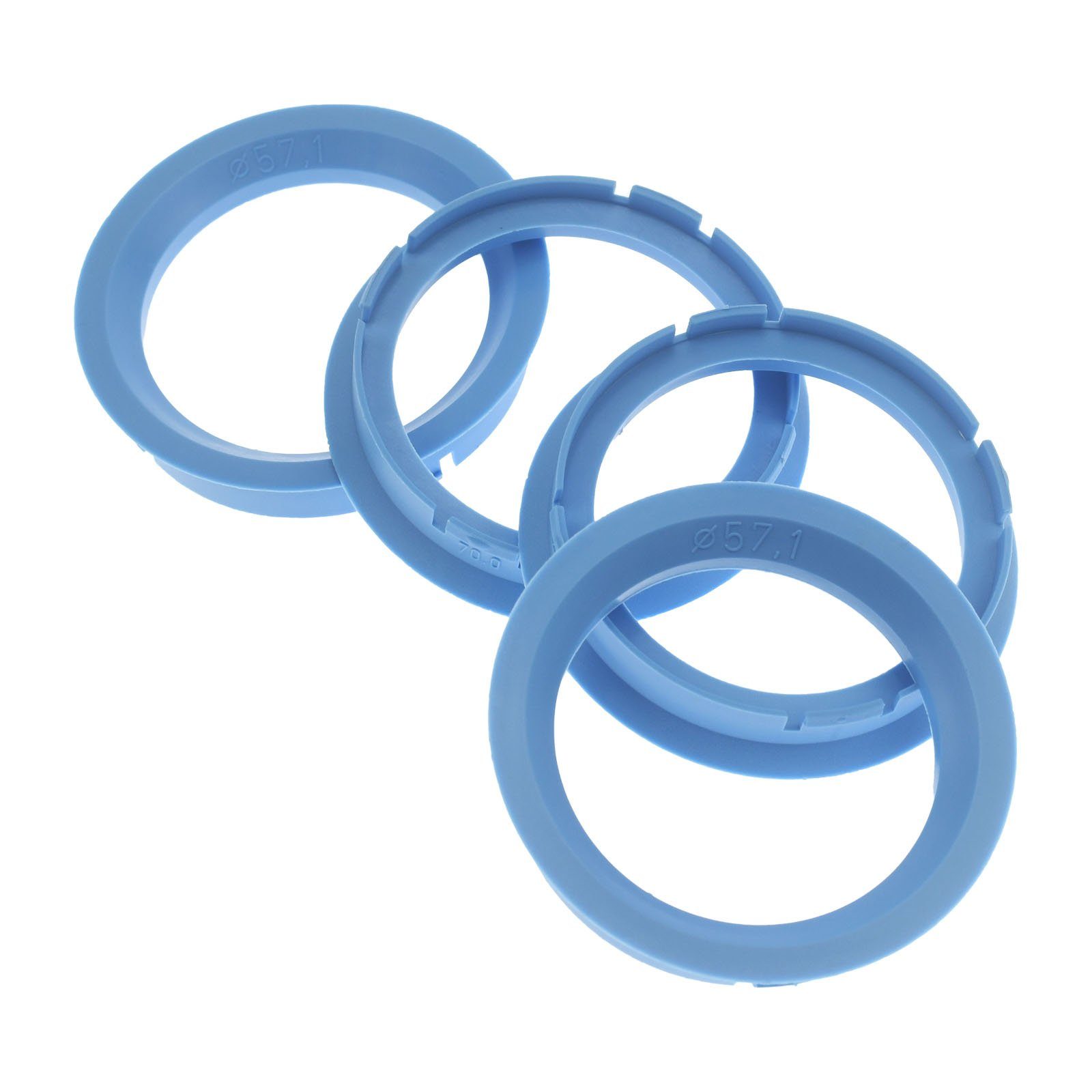 BRANDT AUTOMOTIVE Reifenstift 4x Zentrierringe Hellblau Felgen Ringe Made in Germany, Maße: 70,0 x 57,1 mm