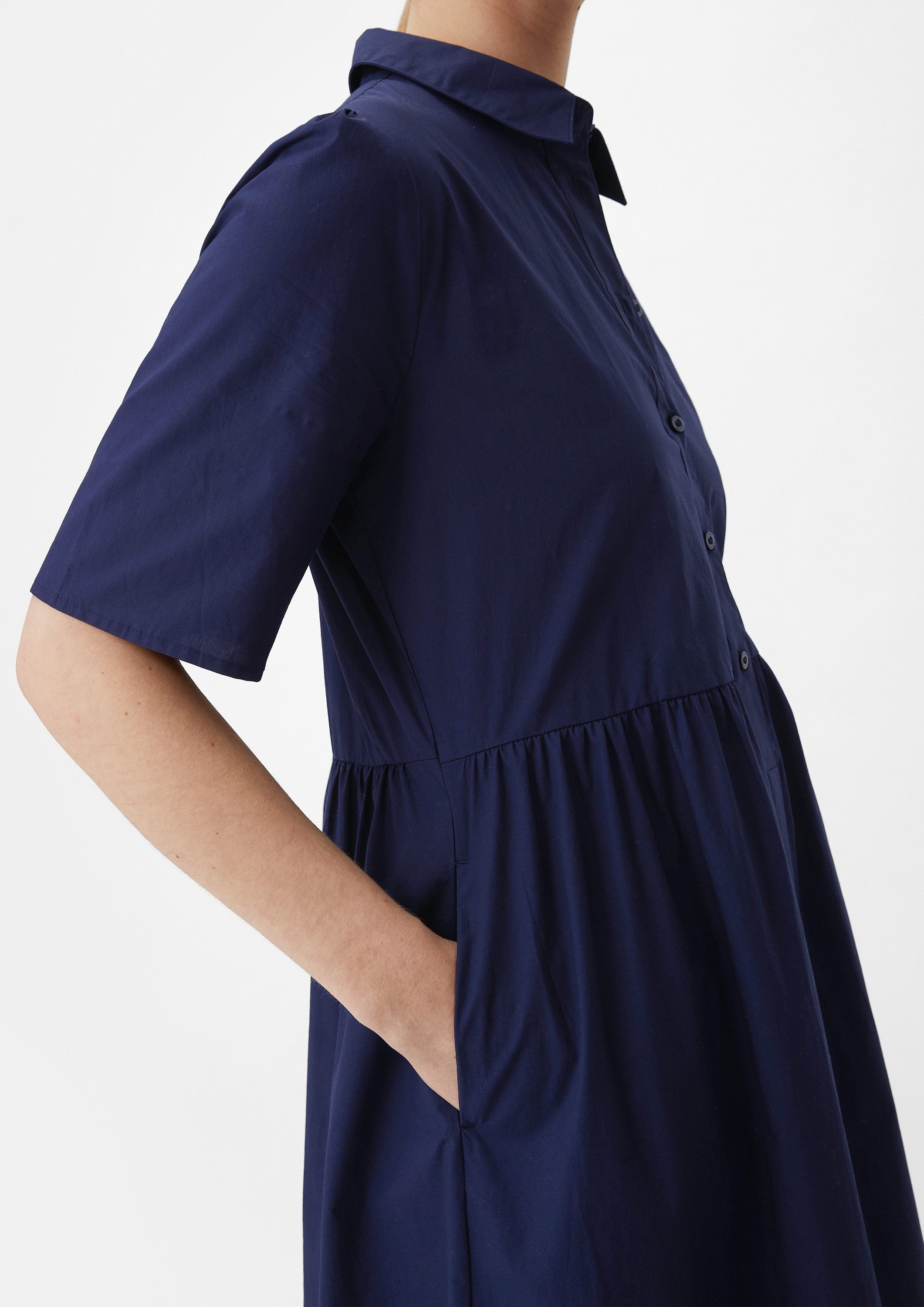 comma Midikleid Kleid Baumwollkleid mit Hemdkragen