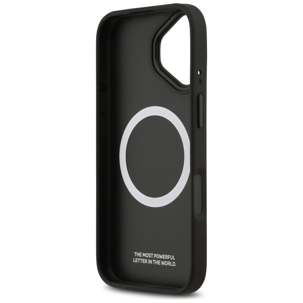 BMW Handyhülle Case iPhone 17 MagSafe Kunstleder grau Tricolor Logo Metall 6,3 Zoll, Kantenschutz