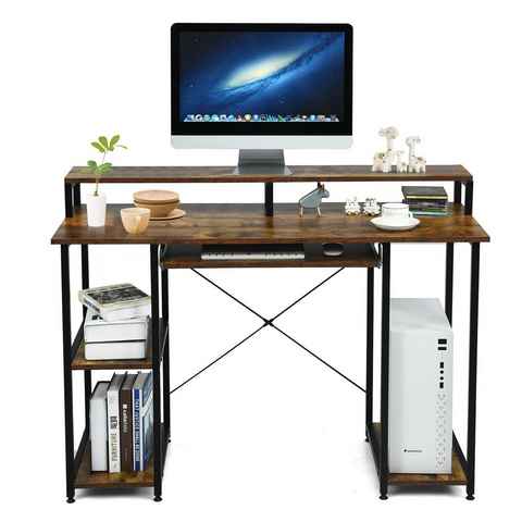 COSTWAY Computertisch, mit Monitorständer Tastaturablage, 118cm