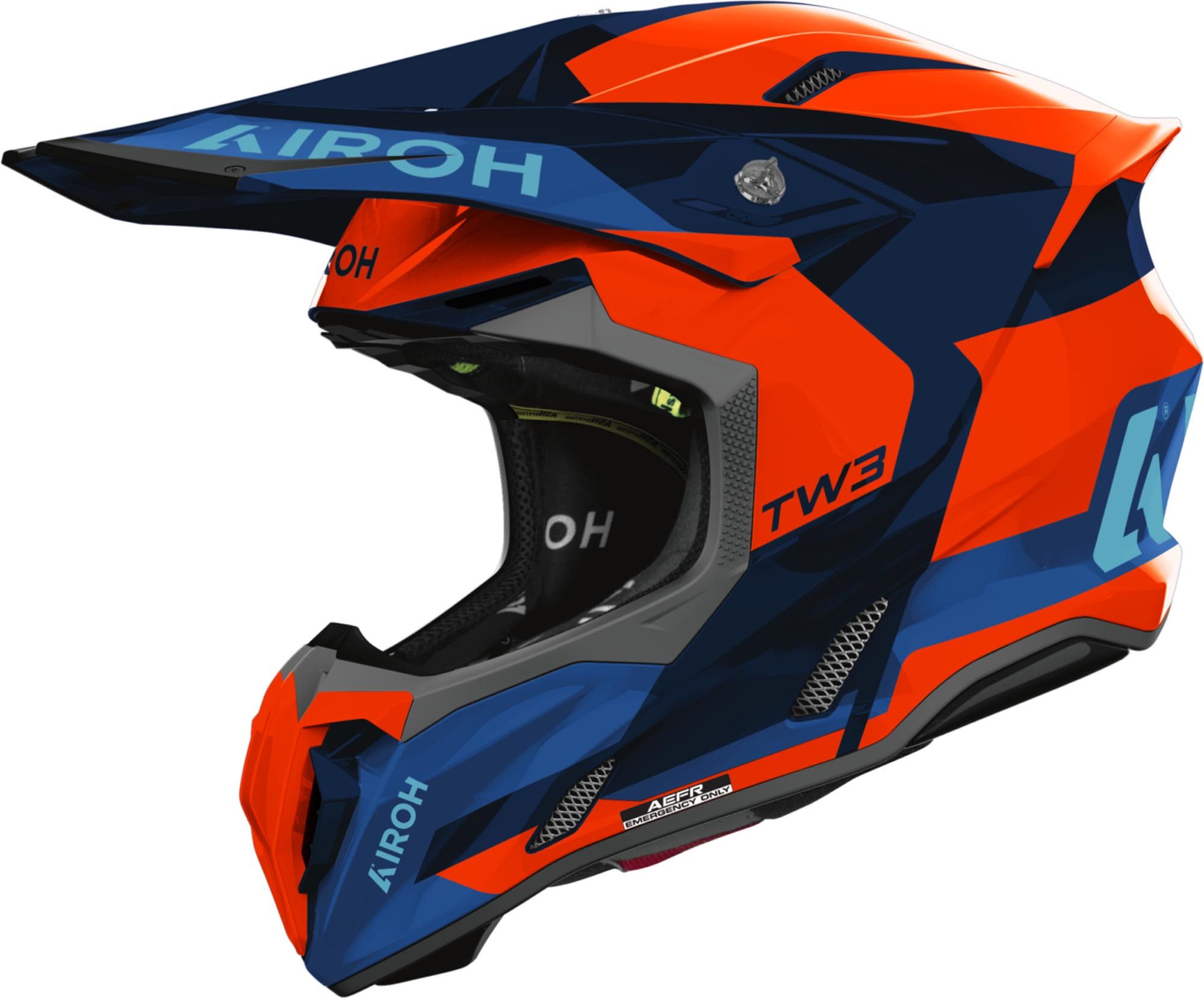 Airoh Motocrosshelm Twist 3 Fancy Motocross Helm, vorbereitet für Kommunikationssystem,Notfallsystem-Polsterung (EQ