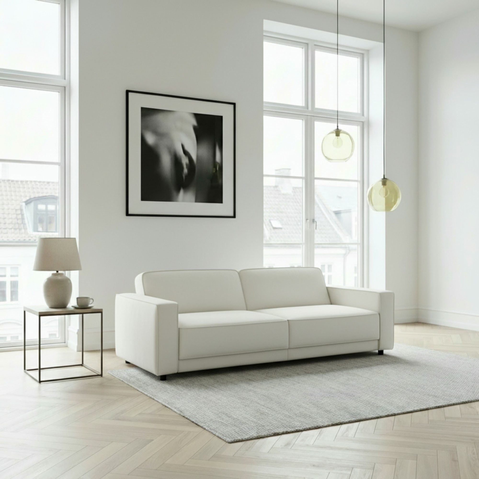 Dorel Home 3-Sitzer ALLIE Schlafsofa 225 cm, Bett-Funktion (108/190cm), trendiger Cord o. pflegeleichter Velours