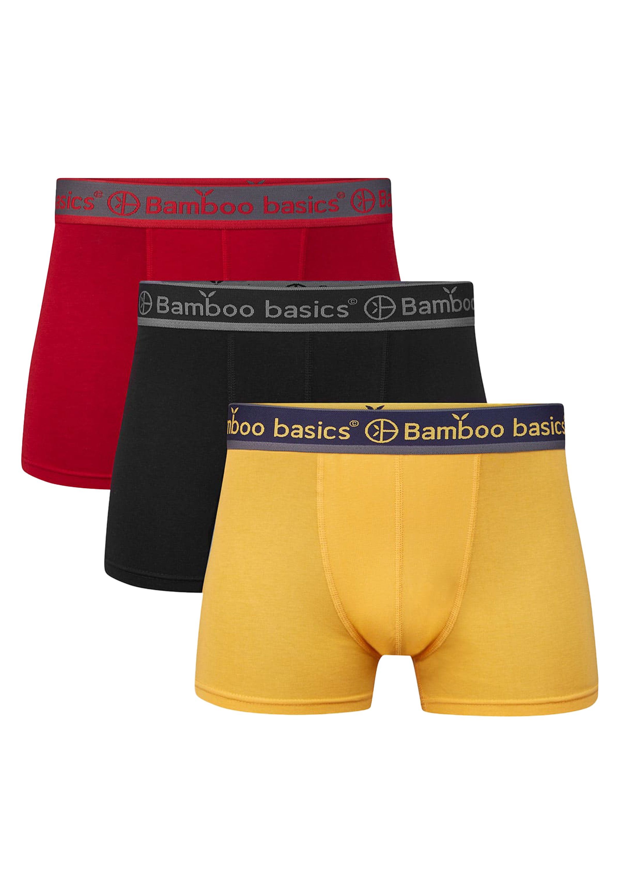 Bamboo basics Retro Boxer 3er Pack Liam (Spar-Set, 3-St) Retro Short / Pant - Ohne Eingriff - Weiches Material mit Viskose Rot / Schwarz / Gelb
