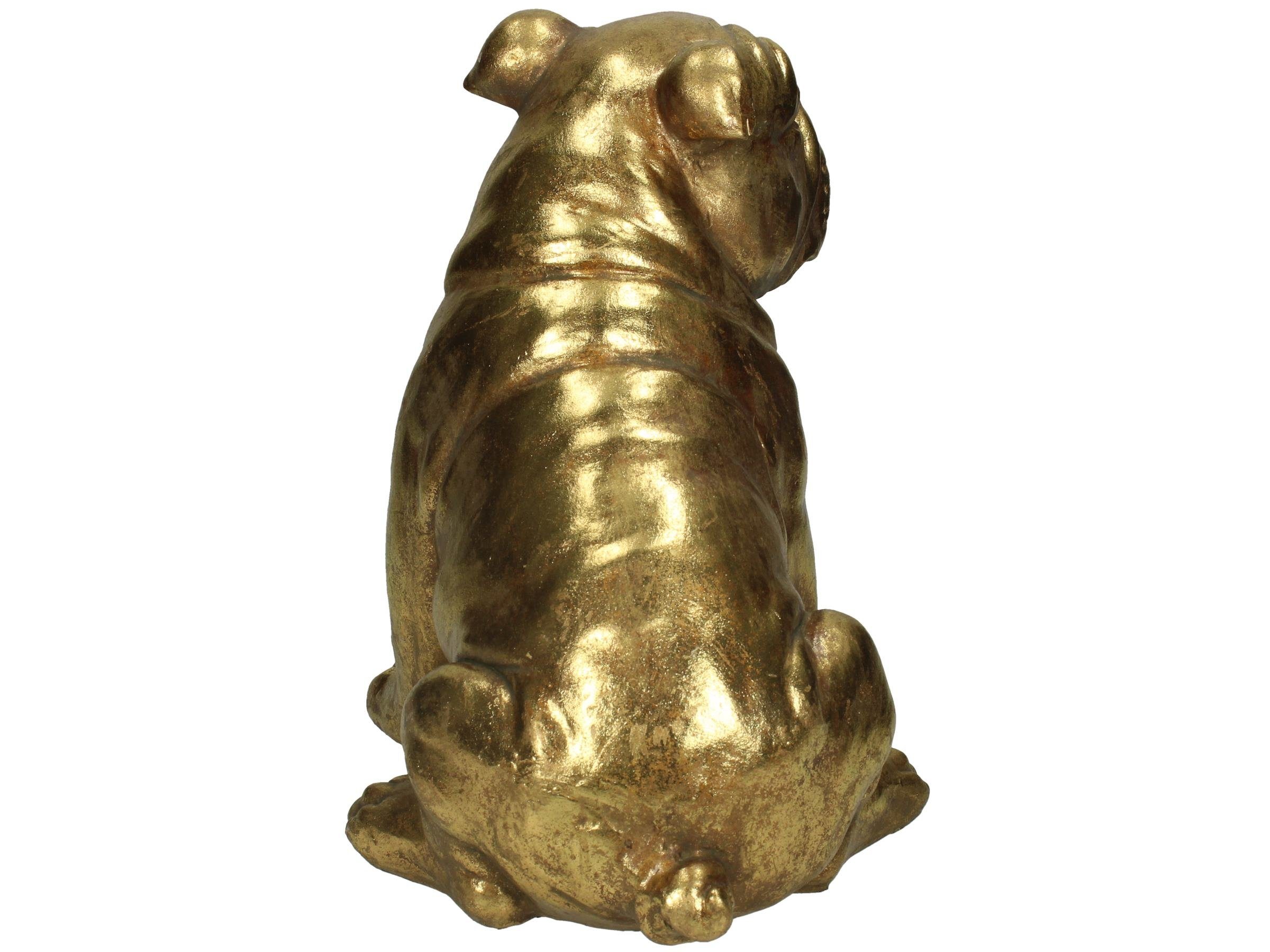 Polyresin Engelnburg Dekofigur 23x17x26cm Hund Dekoobjekt Engelnburg Gold