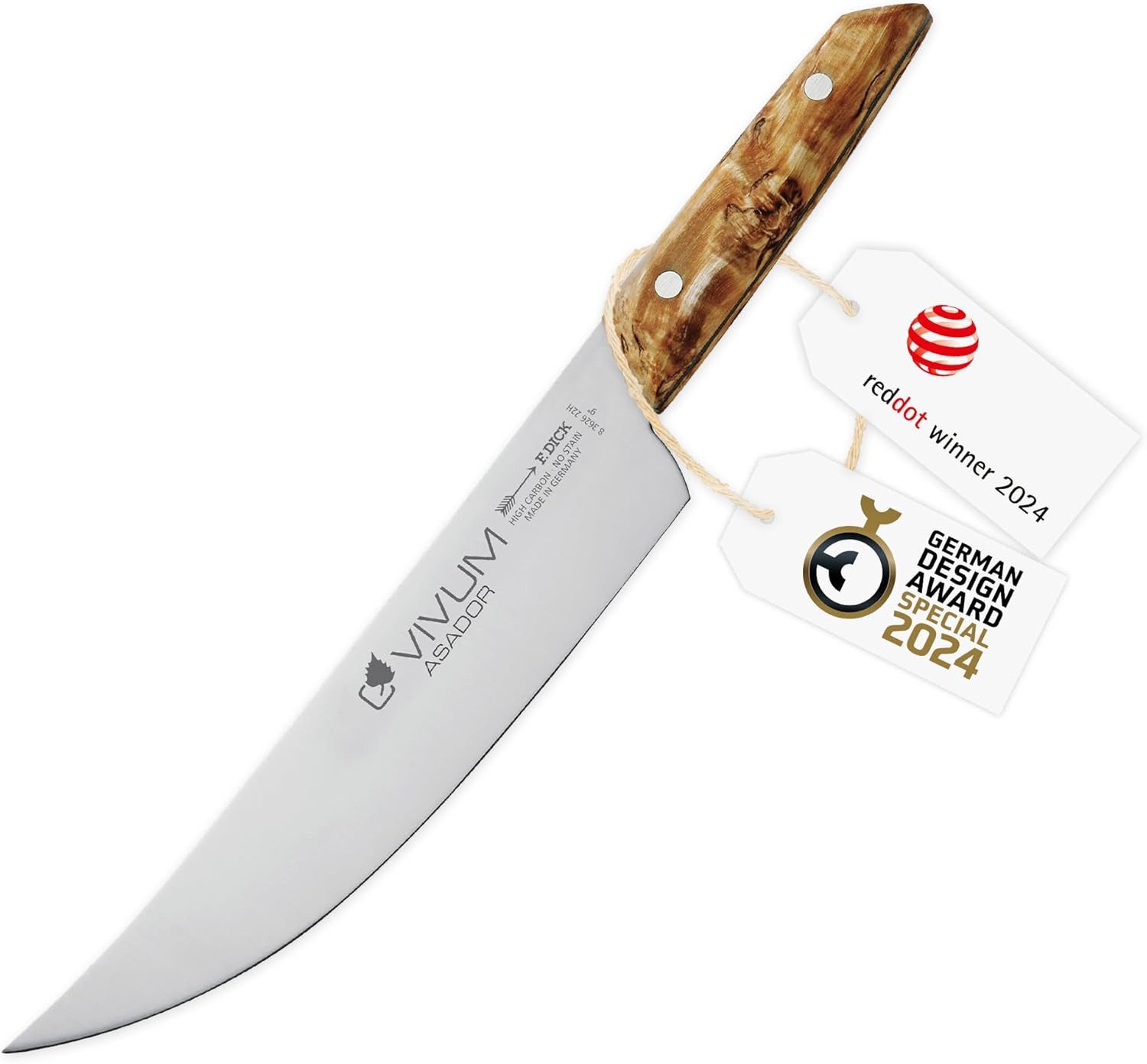 F. DICK Поварские ножи F.DICK BBQ Ножи ASADOR VIVUM mit 22 cm Klinge mit Birkenholzgriff