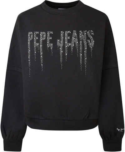 Pepe Jeans Sweater »DEBBIE« mit Marken-Logo-Schriftzug aus Glitzersteinen in cooler Optik