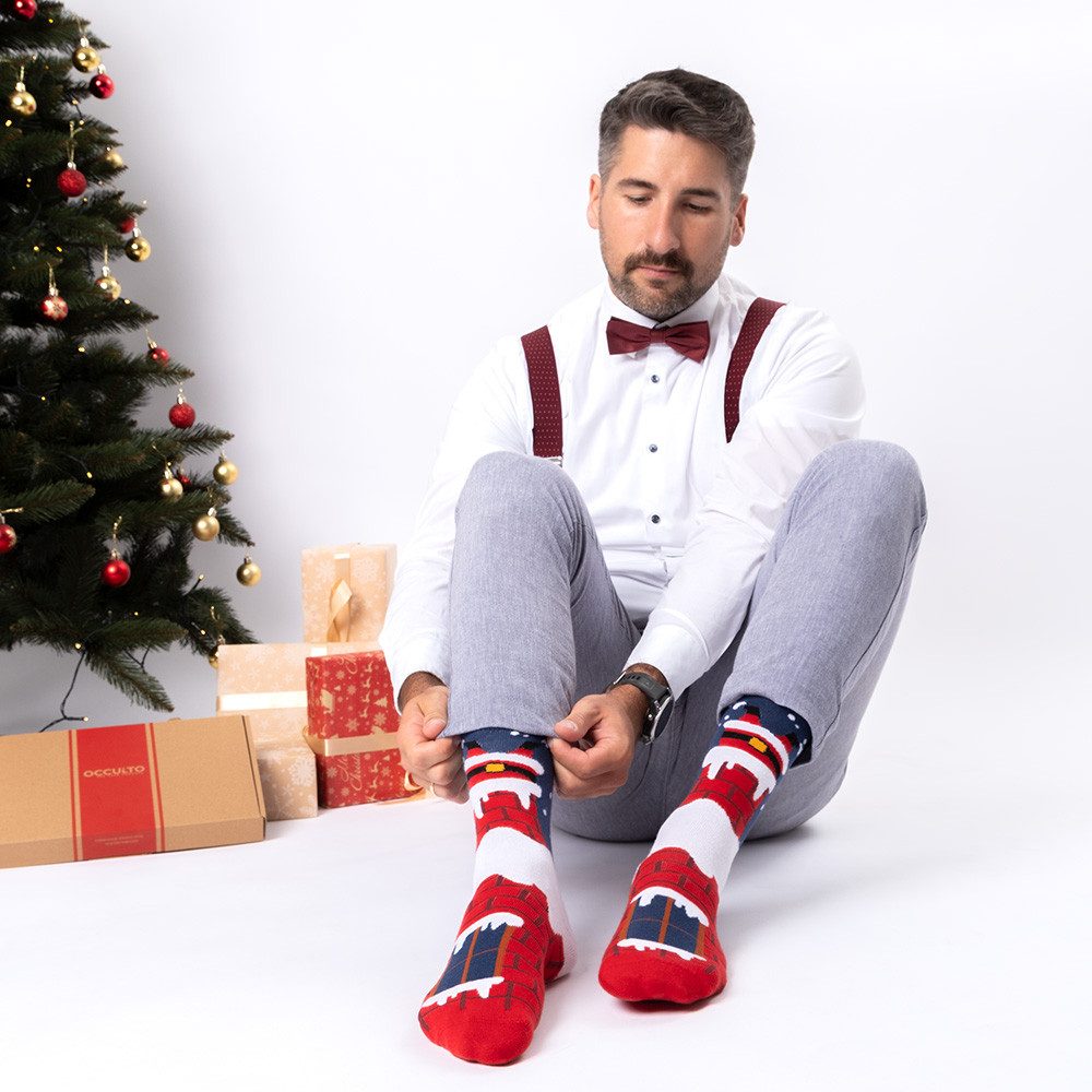 OCCULTO Basicsocken Damen & Herren Weihnachts Socken 2er Pack (Modell: Santa) (2-Paar)