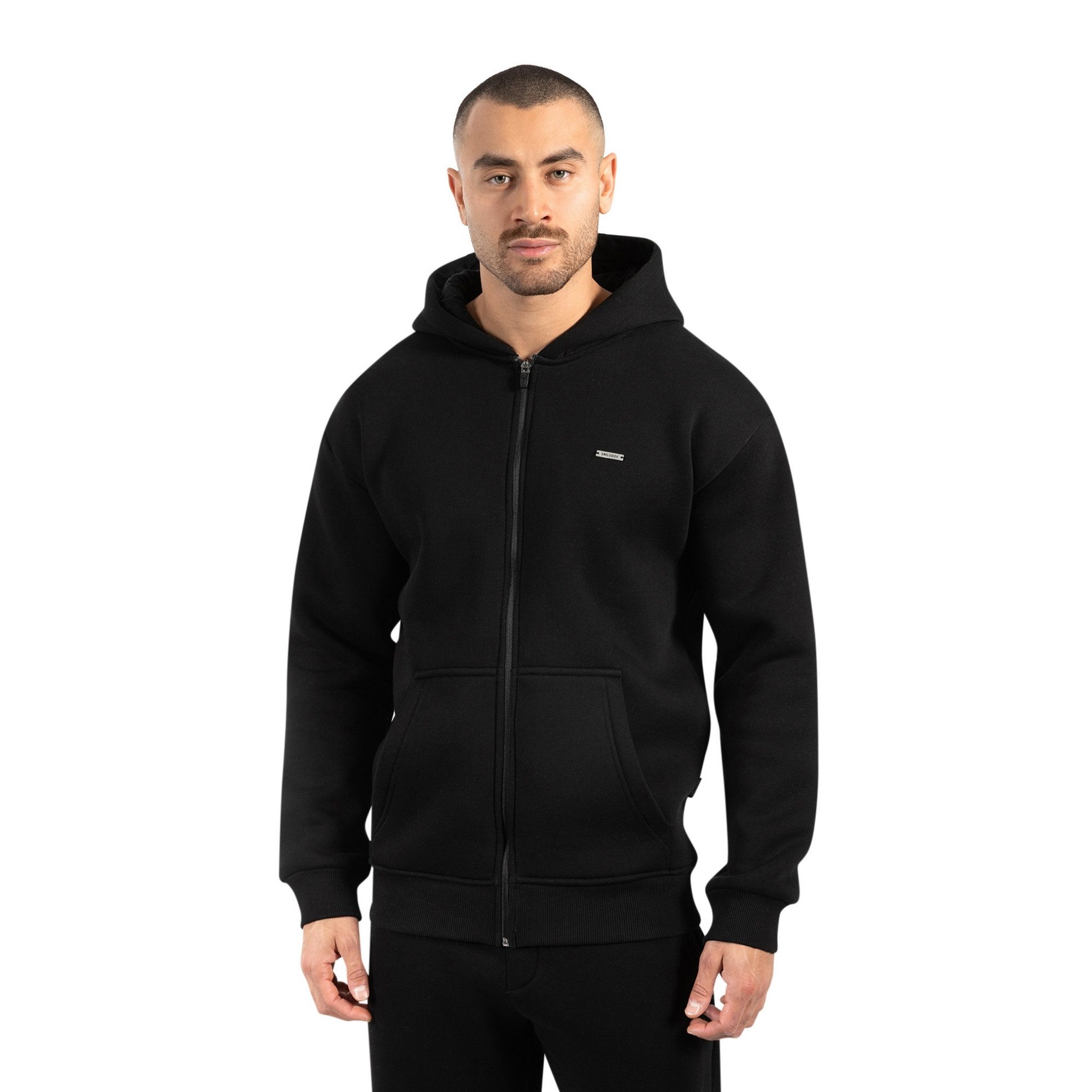 Smilodox Kapuzenstrickjacke Ilyas, Oversize Zip Hoodie, Strickjacke mit Log günstig online kaufen