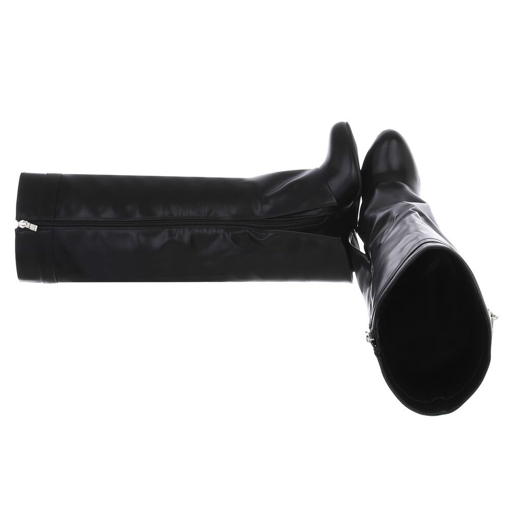 Ital-Design Overknee-Stiefel mit Blockabsatz und Zip-Verschluss Keilstiefel günstig online kaufen