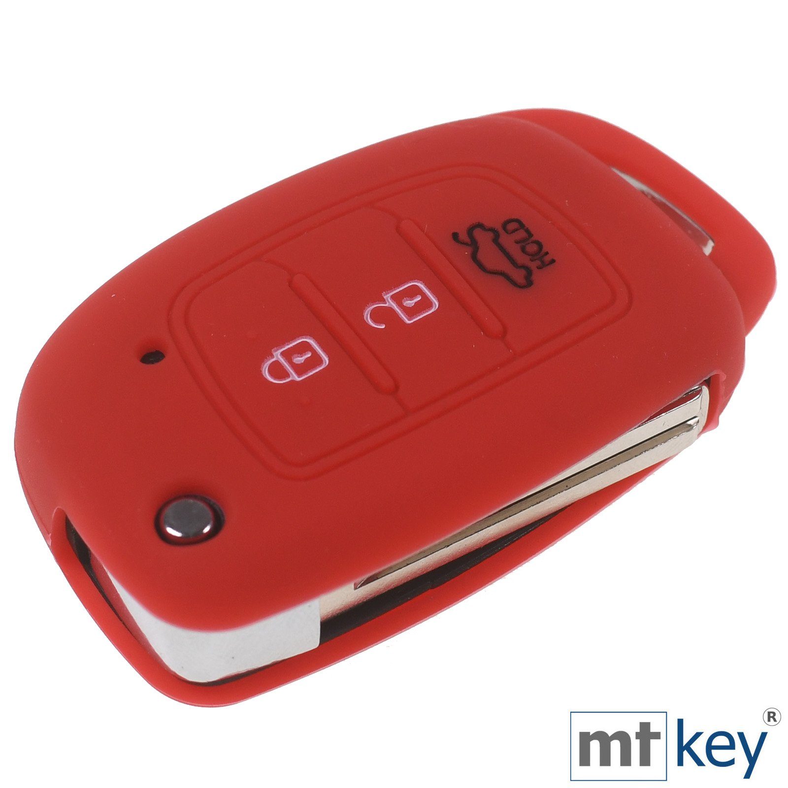 mt-key Schlüsseltasche Autoschlüssel Silikon für im Rot Accent ix35 Design Wabe Schutzhülle i20 ix25 Knopf i10 Tucson Schlüsselband, 3 Hyundai i40 mit Klappschlüssel