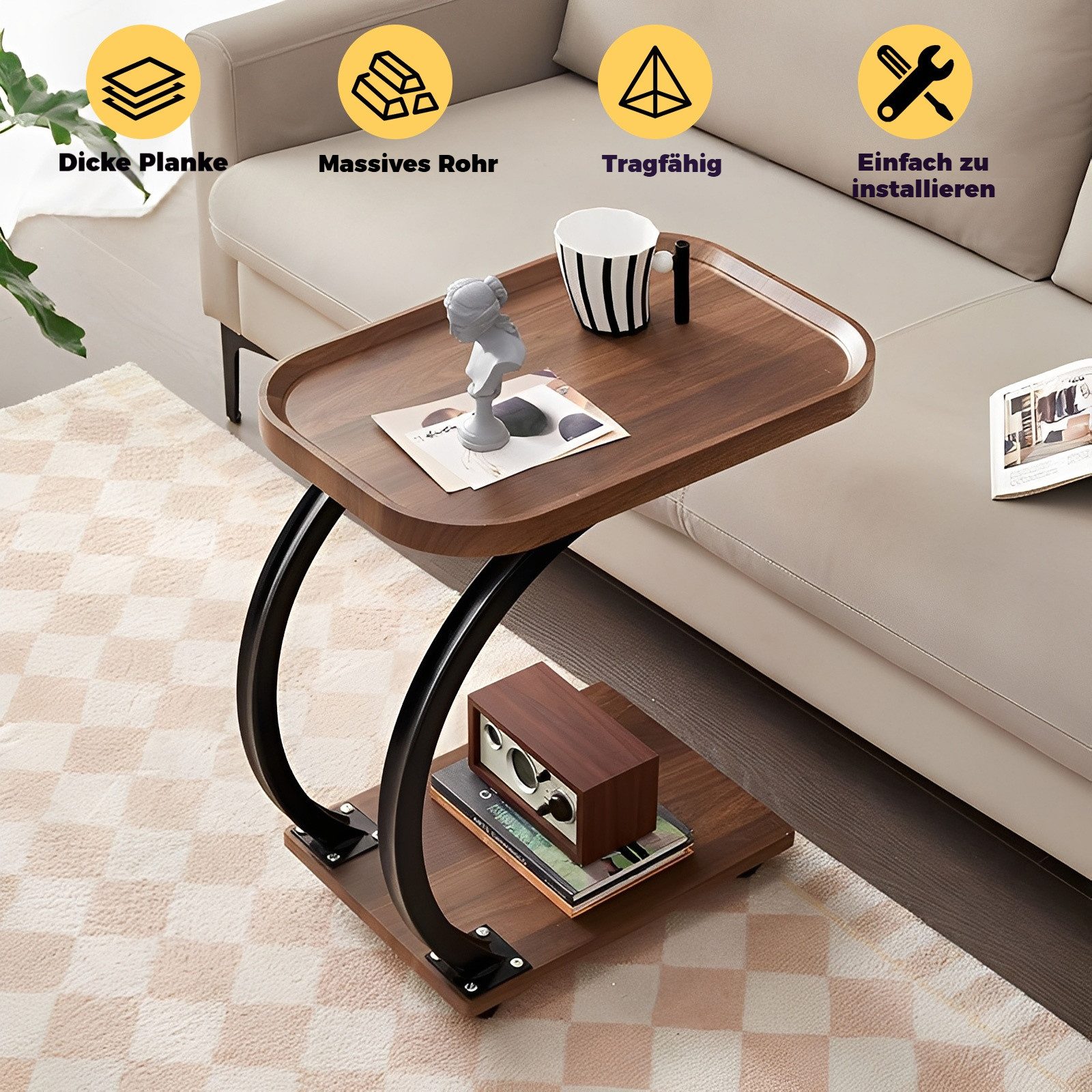 BlingBin Beistelltisch C-förmiger Wohnzimmertisch, Teetisch, Sofa-Kaffeetis günstig online kaufen