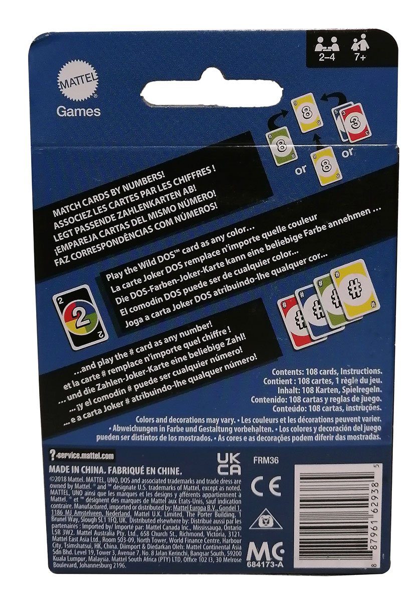 Mattel games Spiel Mattel Games FRM36 Uno Dos geeignet für 2-4 Spieler ca. 30 Minuten Spi, UNO Kartenspiel