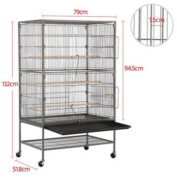 Yaheetech Vogelkäfig, Vogelvoliere Nagerkäfig mit Schmutzwanneneinsatz