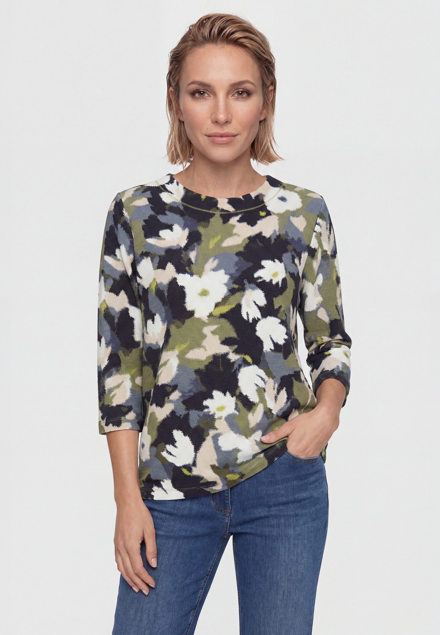 Olsen Sweatshirt Sweatshirt mit Allover-Dessin