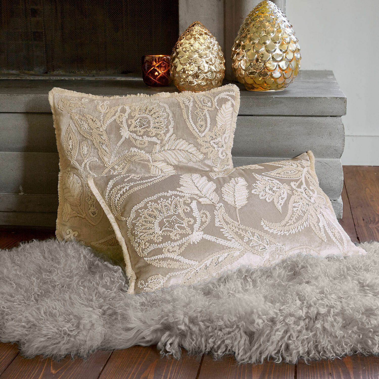Mirabeau Kissenhülle Kissenhülle 2er Set Oplevine taupe/champagner
