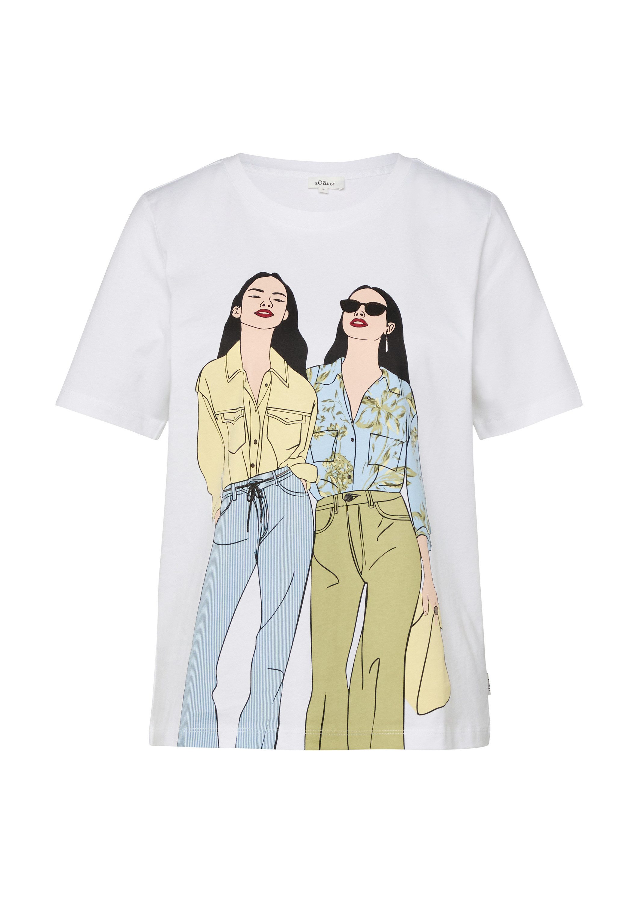 s.Oliver Kurzarmshirt T-Shirt Baumwoll-T-Shirt mit Frontprint