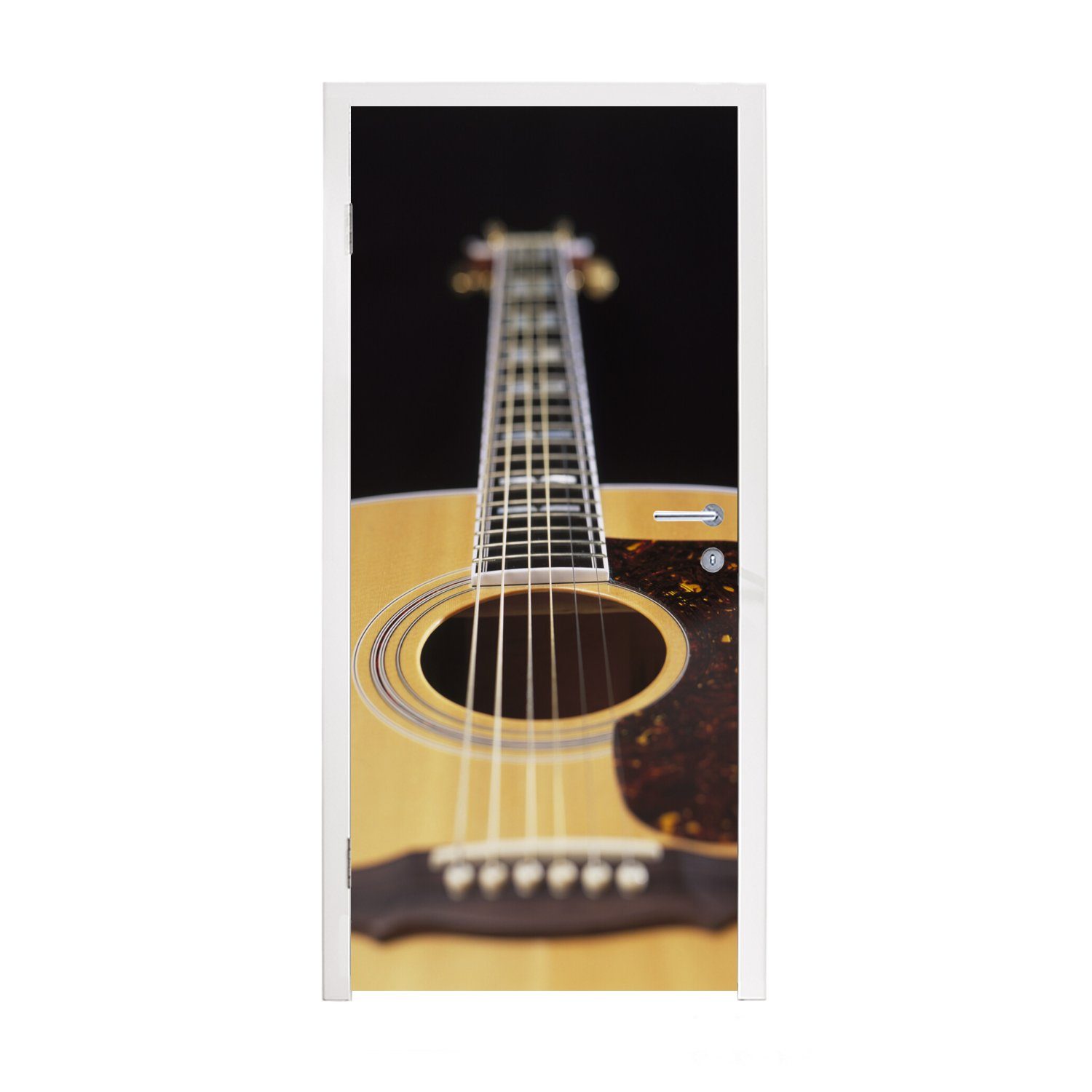 St), Tür, (1 Eine Gitarre, bedruckt, 75x205 Türtapete Fototapete liegende akustische Türaufkleber, für Matt, cm MuchoWow