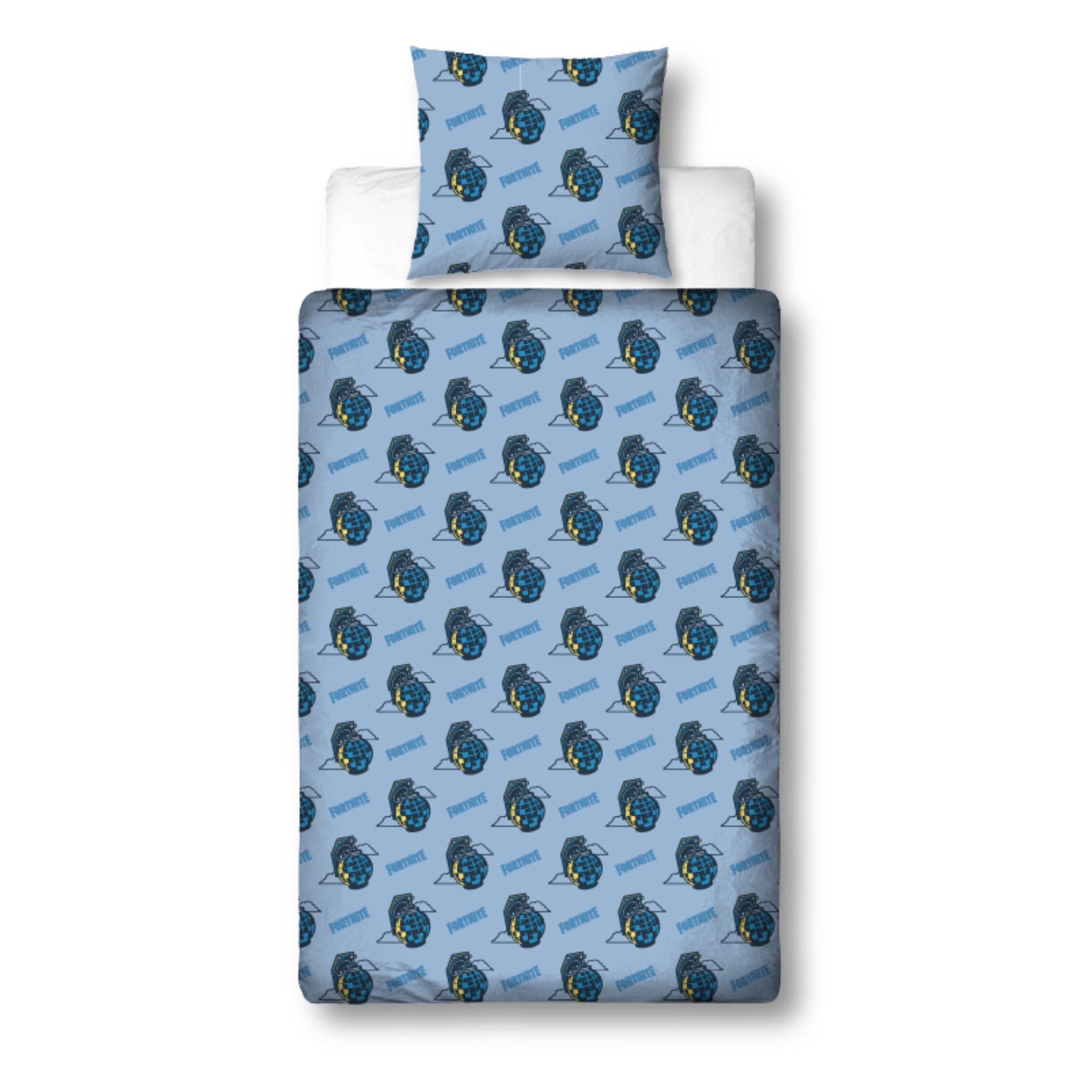 MTOnlinehandel Bettwäsche Fortnite Battle Royale, 135x200 + 80x80 cm, Geschenk für Gamer, 100% Polyester, 2 teilig, Wende-Motiv für Gamer • Battle Bus