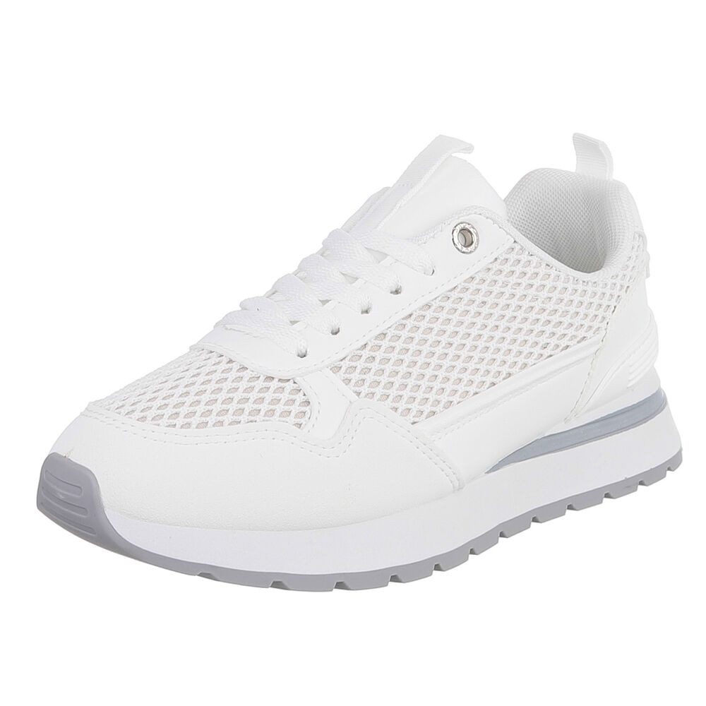 Ital-Design Vielseitige Sneakers für Damen mit atmungsaktivem Mesh-Design Sneaker (91116882) Flach Sneakers Low in Weiß