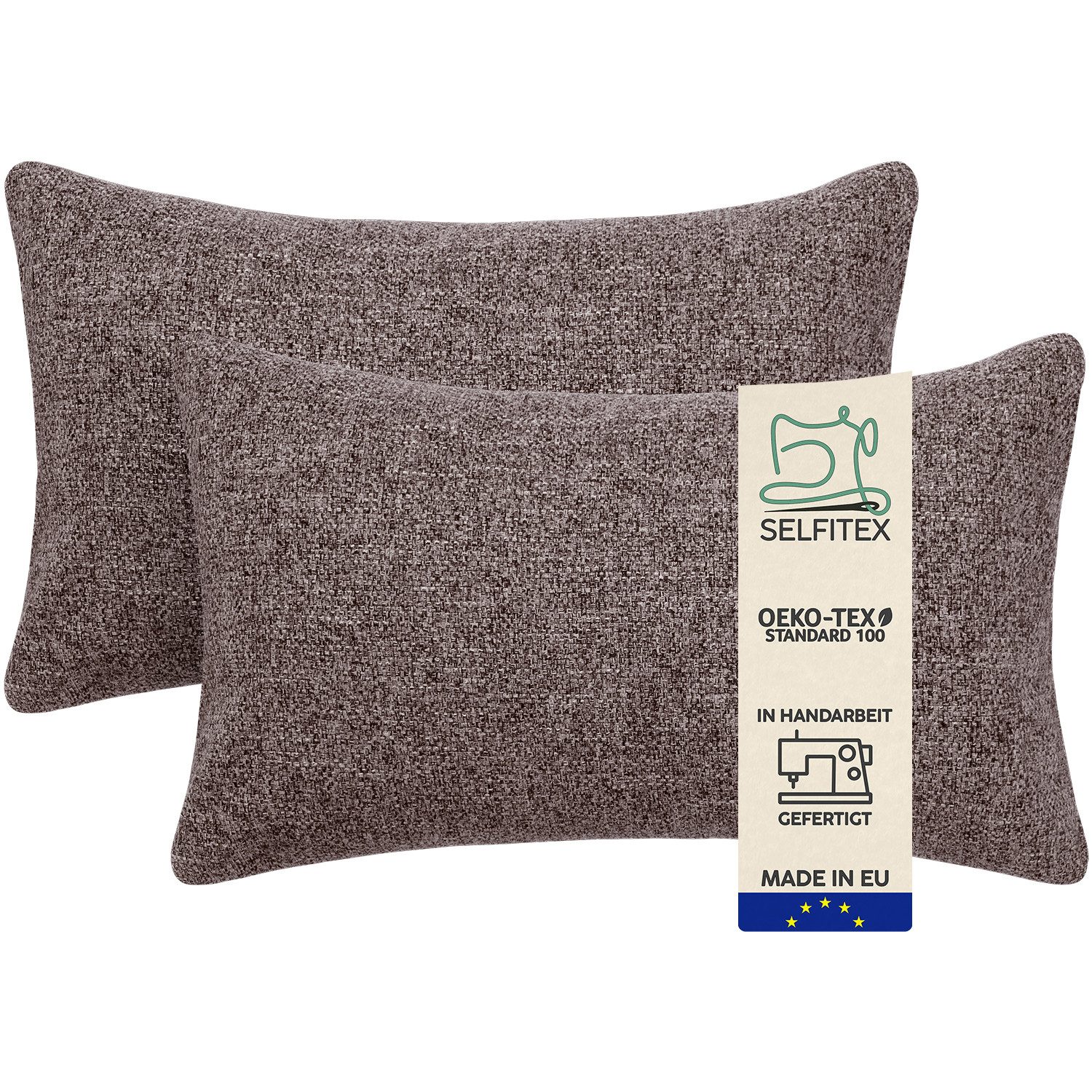 Selfitex Dekokissen 2er Set, 30x50/40x40/40x60/50x50 inkl. Füllkissen, Farben zur Auswahl, robuster Polsterstoffbezug mit weichen Füllkissen