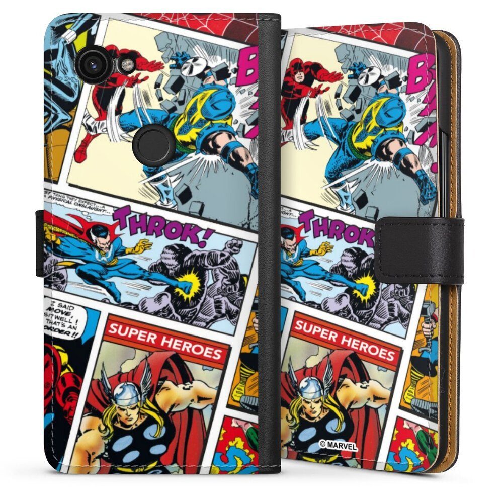 DeinDesign Handyhülle Marvel Retro Comic Blue, Google Pixel 3a Hülle Handy Flip Case Wallet Cover Handytasche Leder
