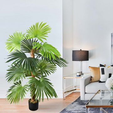 Kunstpalme Kunstpflanze Palme Palmfarn Farnpalme Plastik Künstliche Pflanze 120cm, Decovego