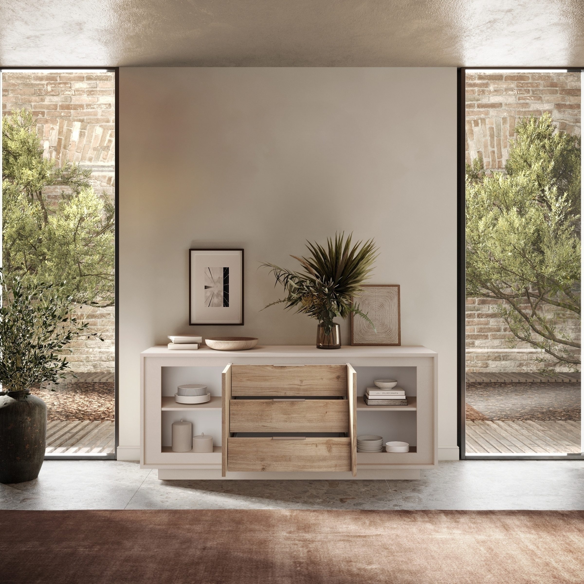 freiraum Sideboard Siena, 2 Türen, 3 Schübe, Cashmere / Cadiz Eiche Dekor - 180x80x50 (BxHxT)