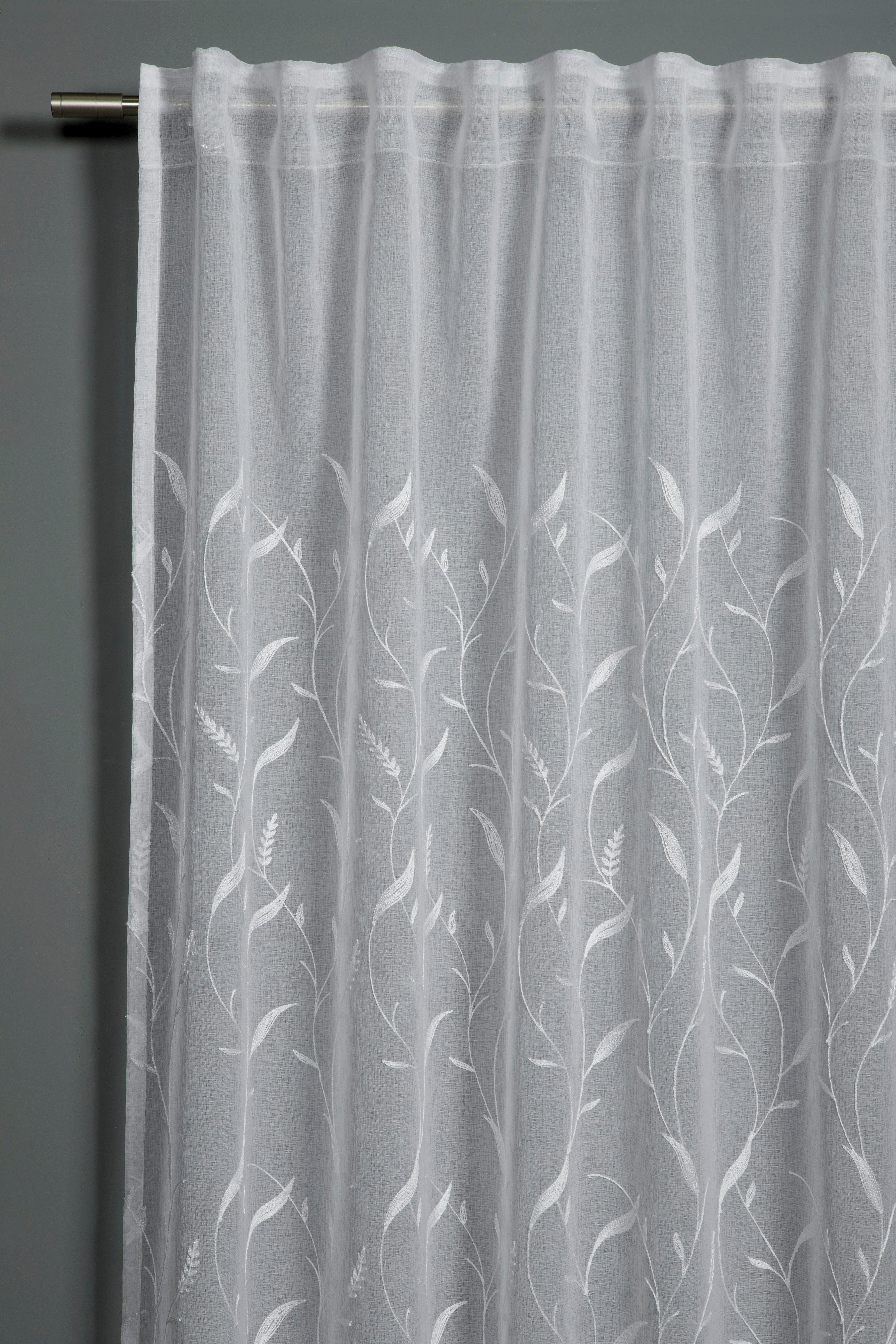 Sehlbach Gardine Schal Dolly-Voile Ranke (1 St), Schlaufen, blickdicht, mit Gardinenband und verdeckten Schlaufen – Bild 2 von 5