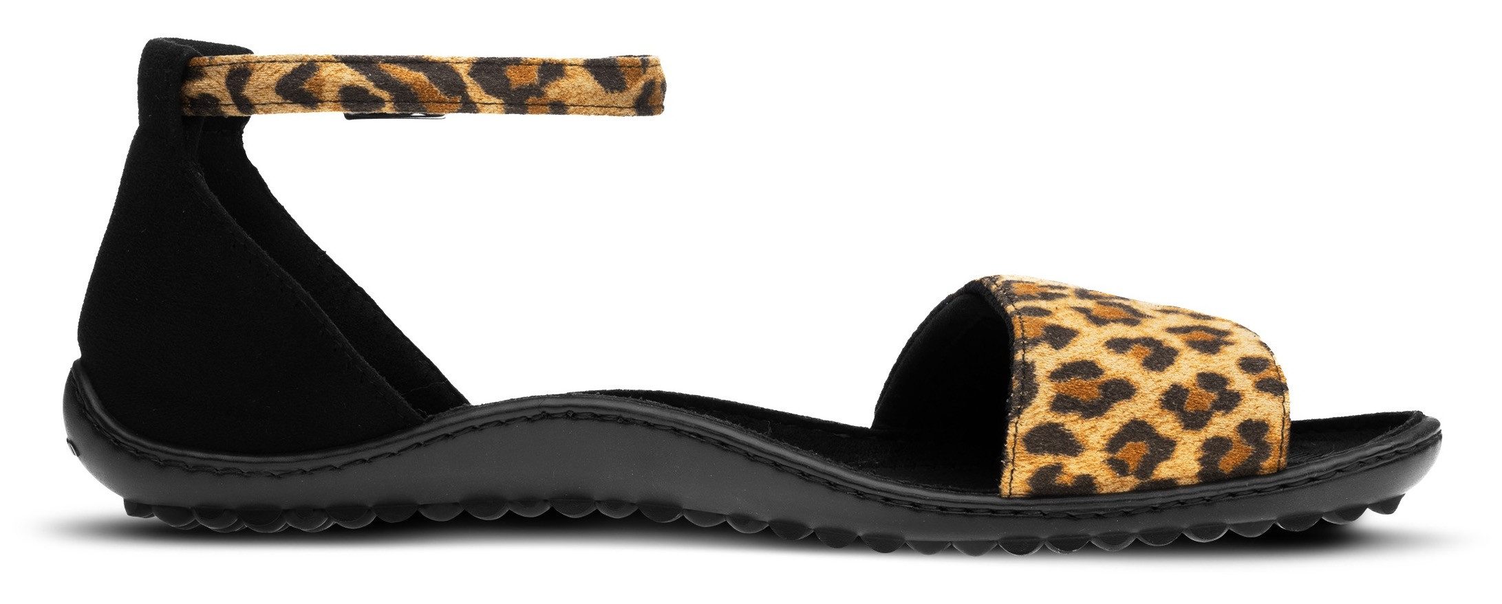 Leguano Barfußschuh Sommerschuh, Riemchensandale, Flats in angesagter Leo-Optik