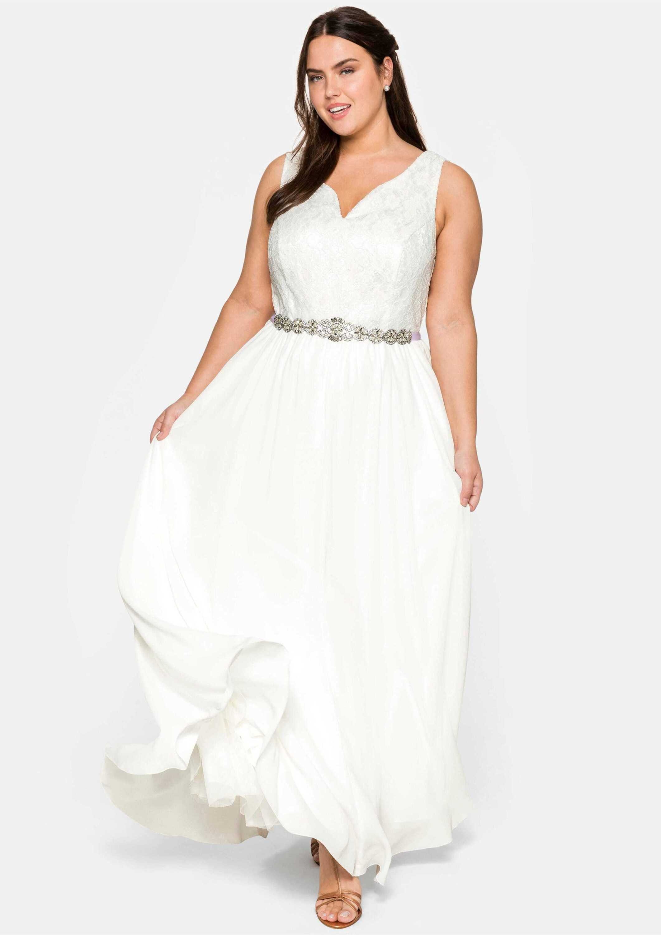 Sheego Etuikleid Abendkleid Ärmellos mit Paillettendekoration