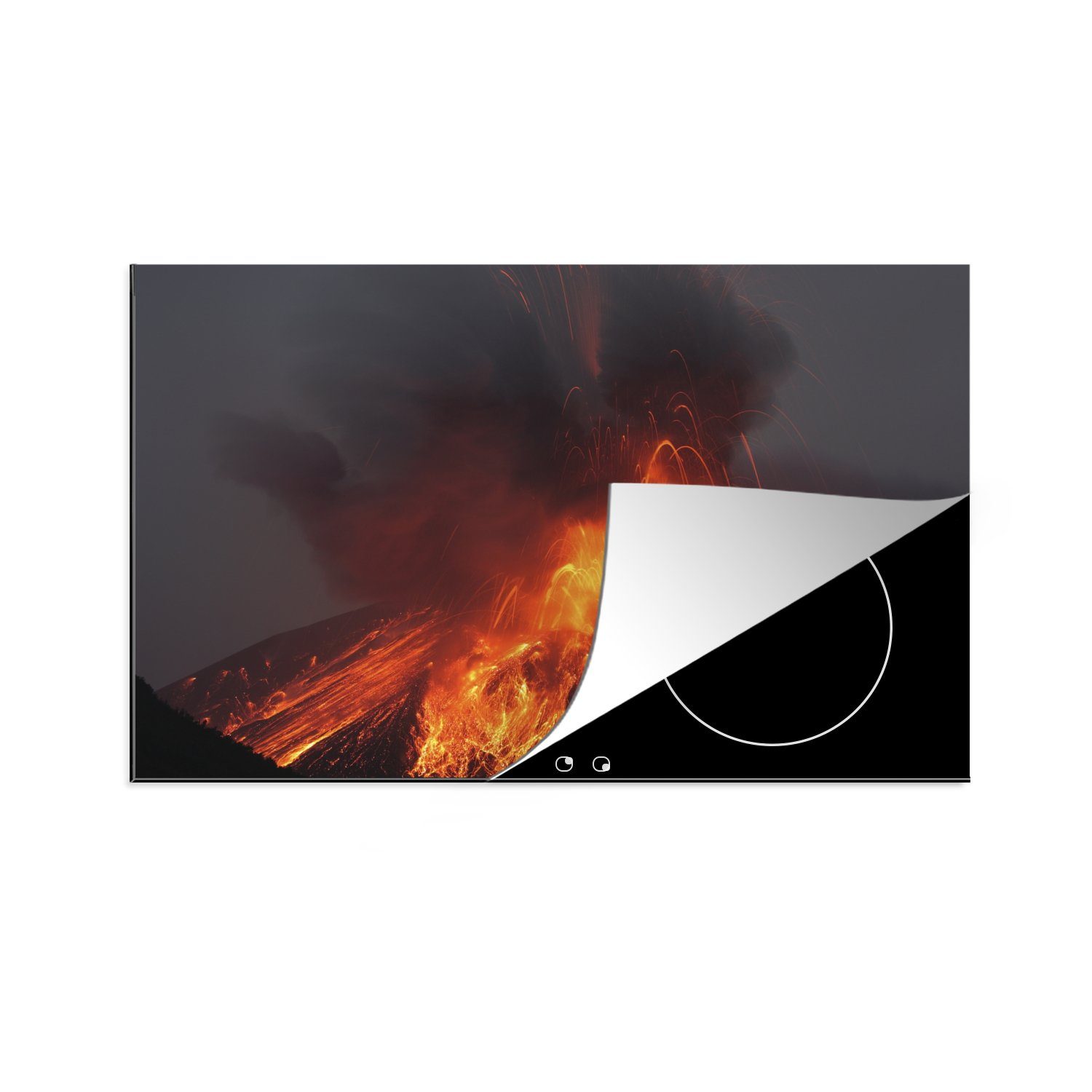MuchoWow Herdblende-/Abdeckplatte Japanischer Vulkanausbruch, Vinyl, (1 tlg), 81x52 cm, Induktionskochfeld Schutz für die küche, Ceranfeldabdeckung