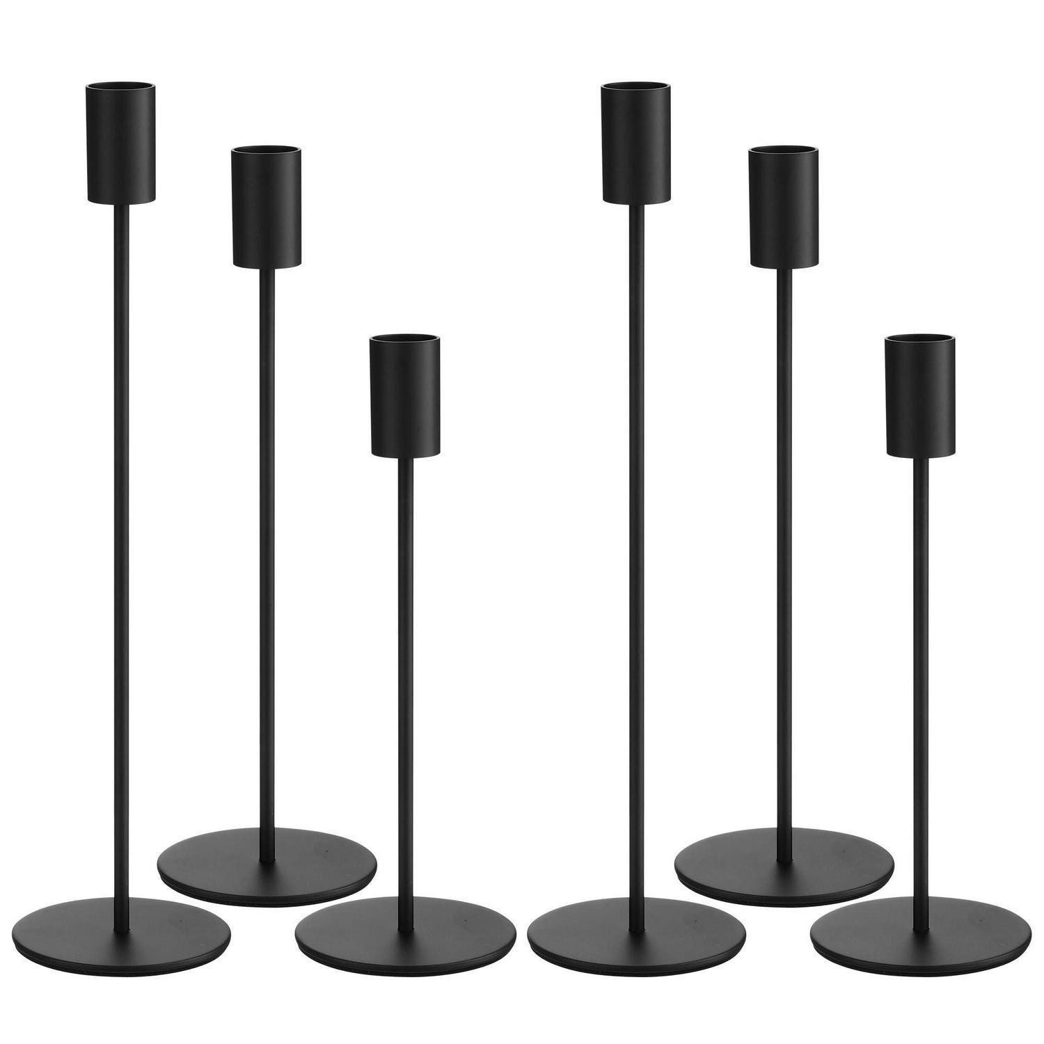 LuxusKollektion Kerzenständer 6-teiliger Kerzenständer Metall 33/28/23cm Schwarz