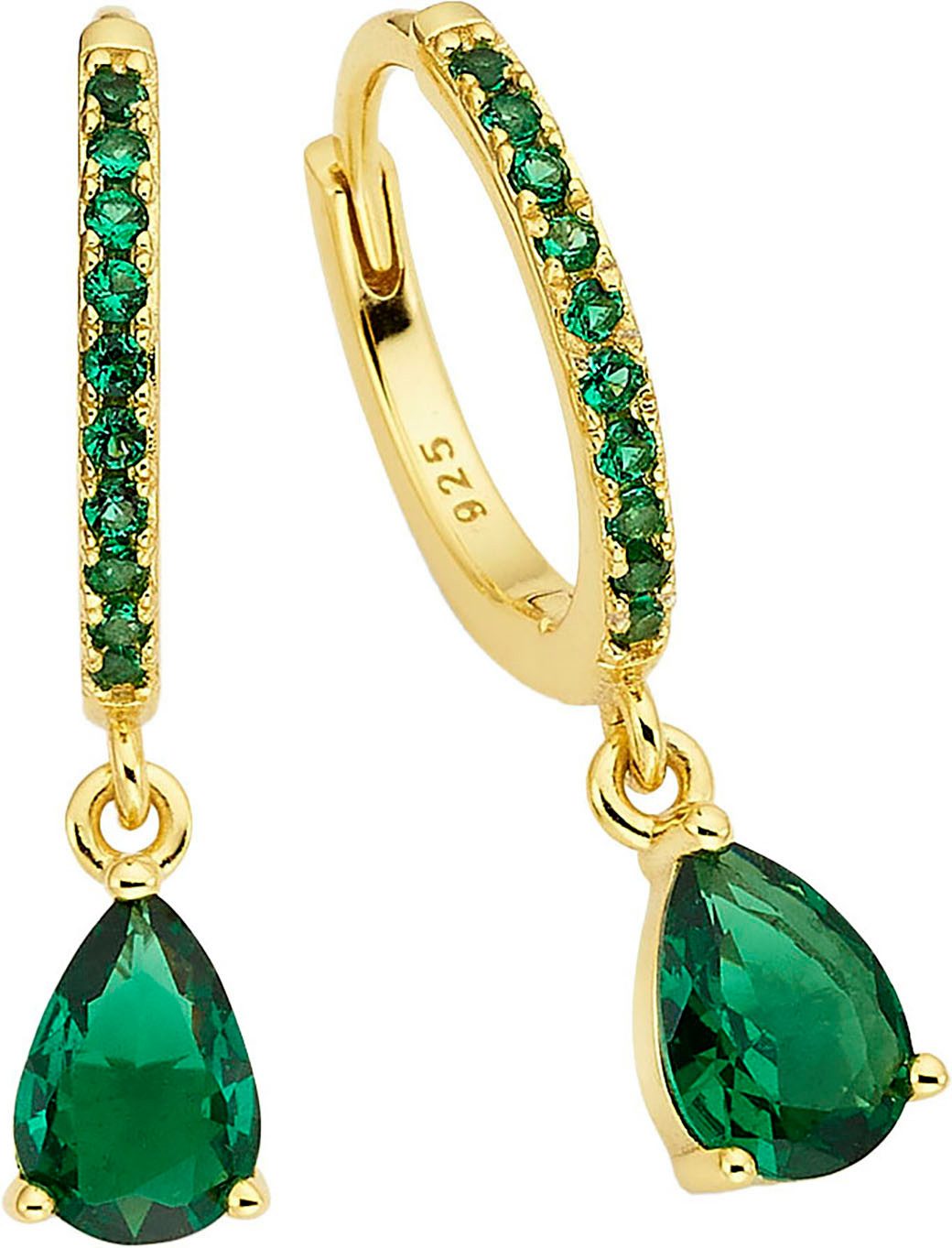 Firetti Paar Creolen Schmuck Geschenk Silber 925 Ohrschmuck Ohrringe Tropfenanhänger, mit Zirkonia (synth) oder Spinell (synth)