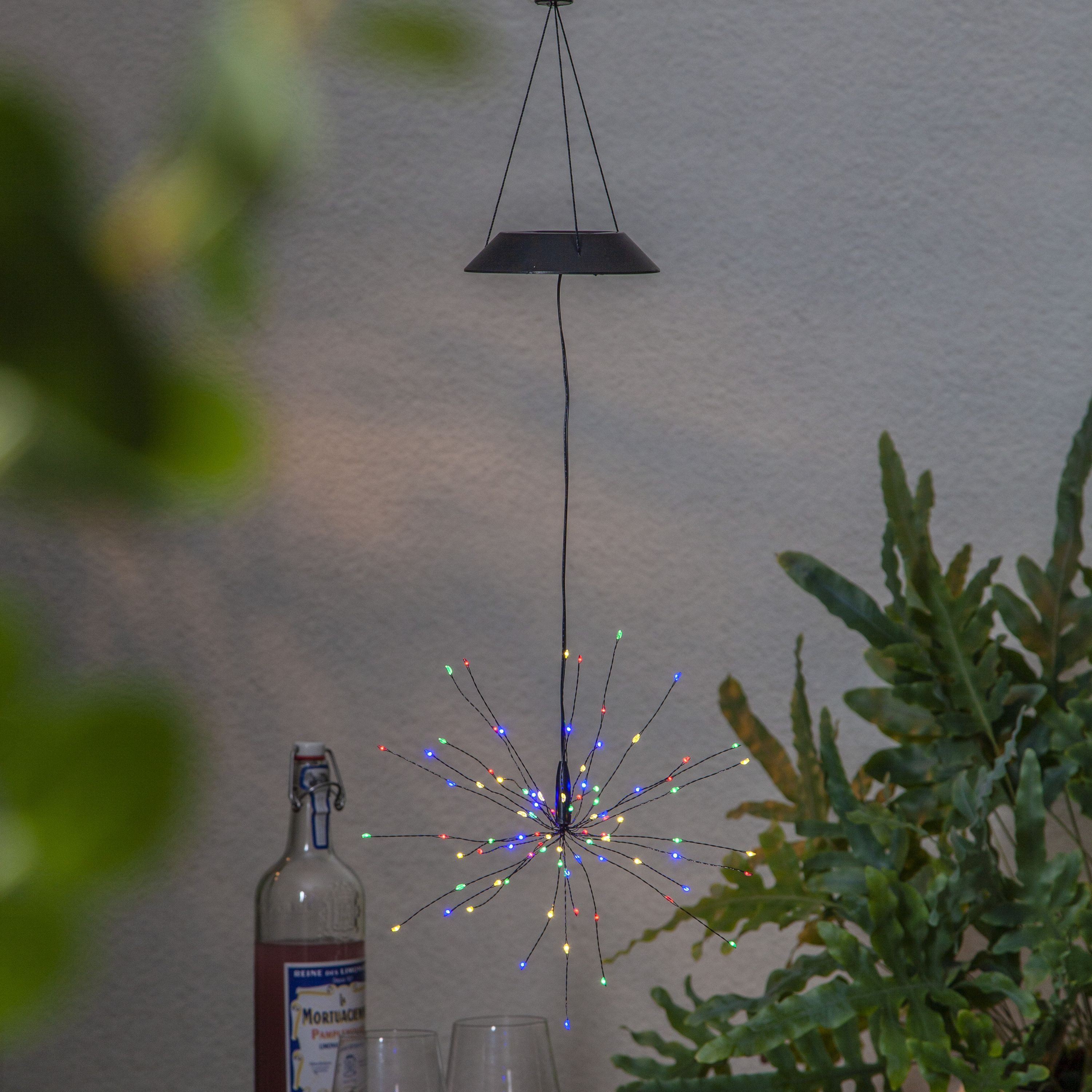 STAR TRADING Hängeleuchten LED-Solar-"Firework Solar" hängend, schwarz, 90 warmwhite LED