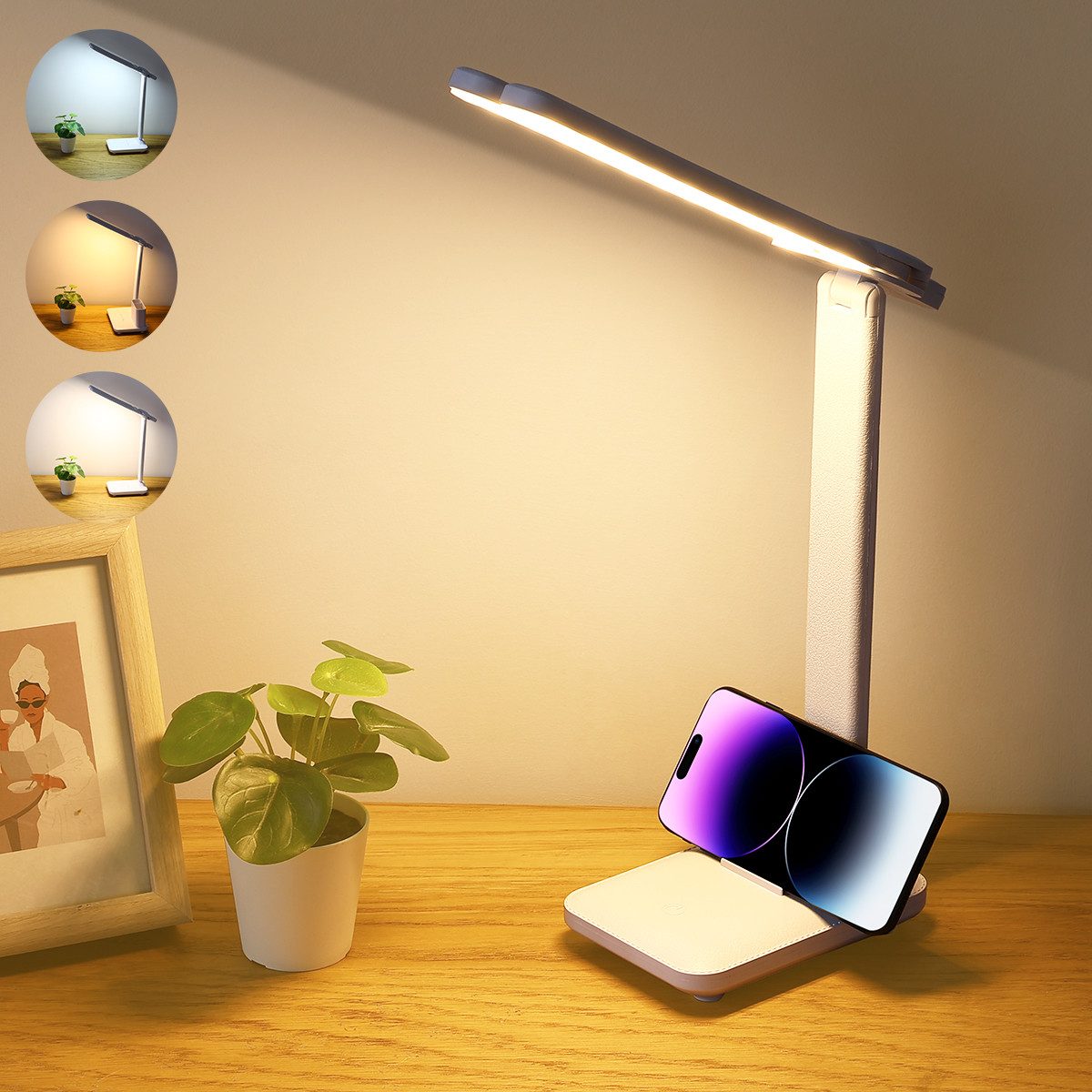 Quntis Schreibtischlampe 45cm Doppelkopf tischleuchte, LED Tischlampe 6400K günstig online kaufen