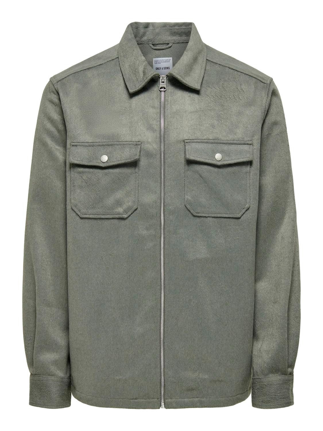 ONLY & SONS Blouson Hemdjacke Reißverschluss Brusttaschen Regular ONSMILFORD SOLID ZIP OVERSHIRT