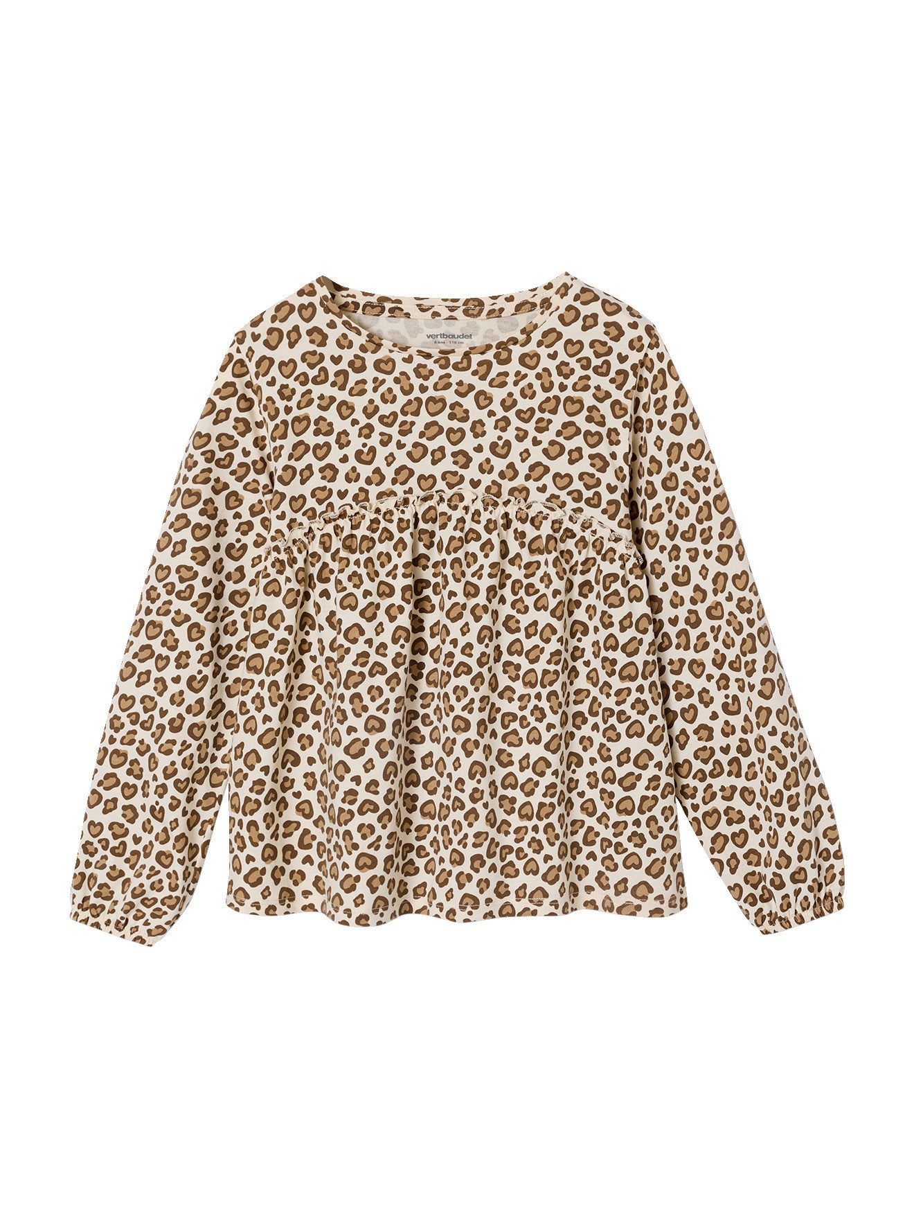 vertbaudet Langarmshirt Mädchen Blusenshirt mit Print Ballonärmel