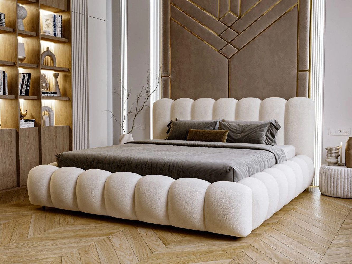 GrainGold Polsterbett mit Bettkästen AVERIA, Bett mit Kopfteil - 180x200 cm günstig online kaufen