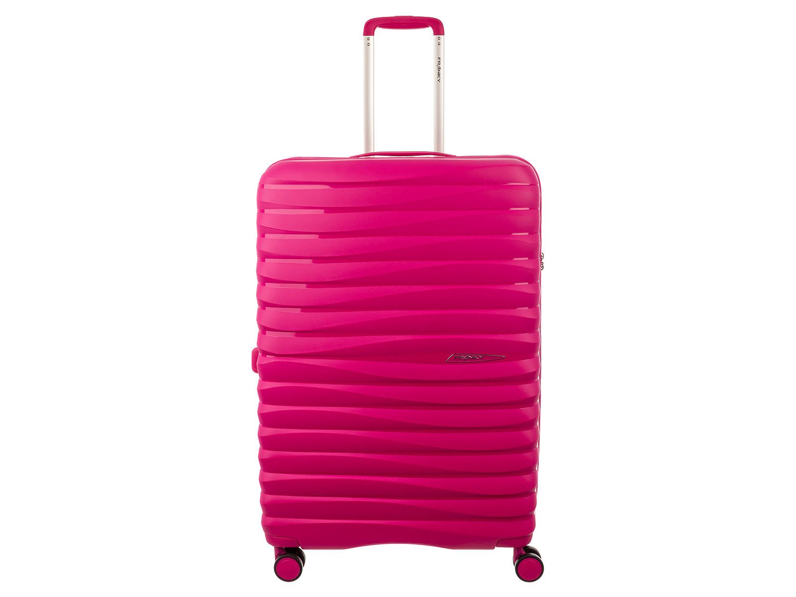 Franky Hartschalen-Trolley PP18 Trolley Hartschalenkoffer Spinner Gr. L, 4 Doppelrollen Rollen, Dehnfalte TSA Schloss