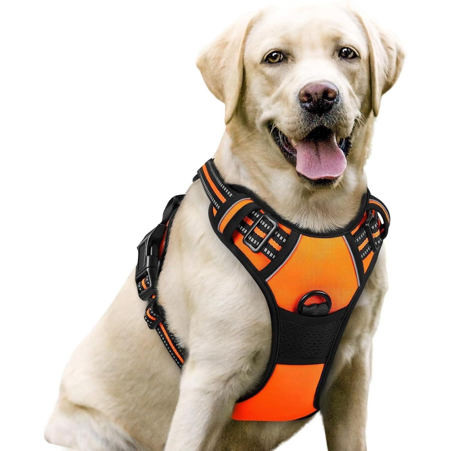 LuxusKollektion Hunde-Sicherheitsgeschirr Hundegeschirr NoPull AntiZug Brustgeschirr Reflex Orange L (1er Pack)