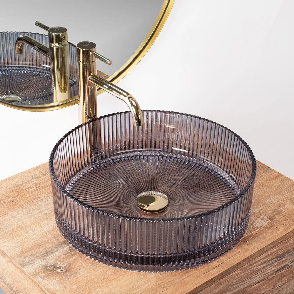 wohnwerk.idee Aufsatzwaschbecken Glaswaschbecken Ingrid Ø39,5 Schwarz günstig online kaufen