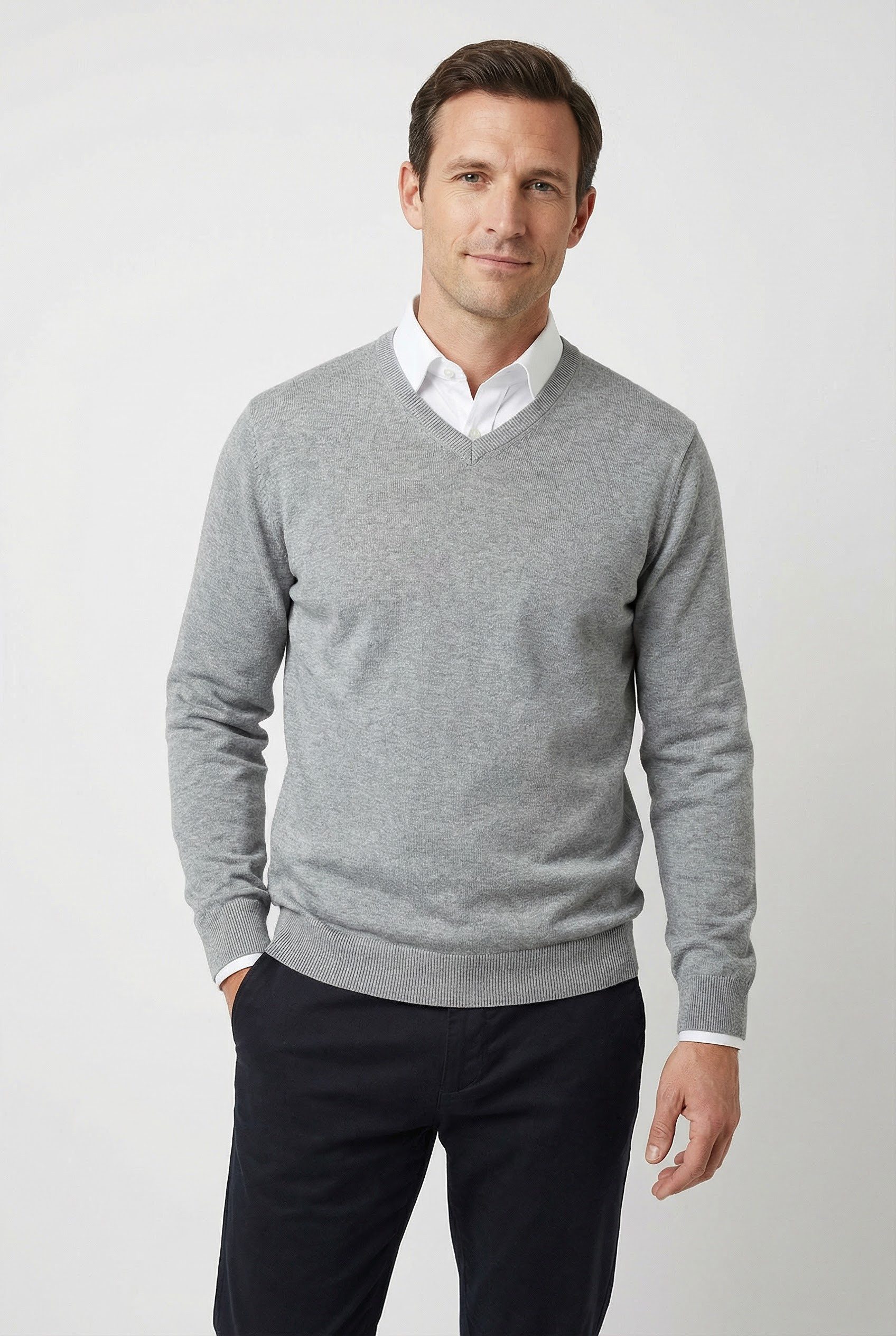 MARVELIS Strickpullover V-Ausschnitt, regular fit, Baumwolle