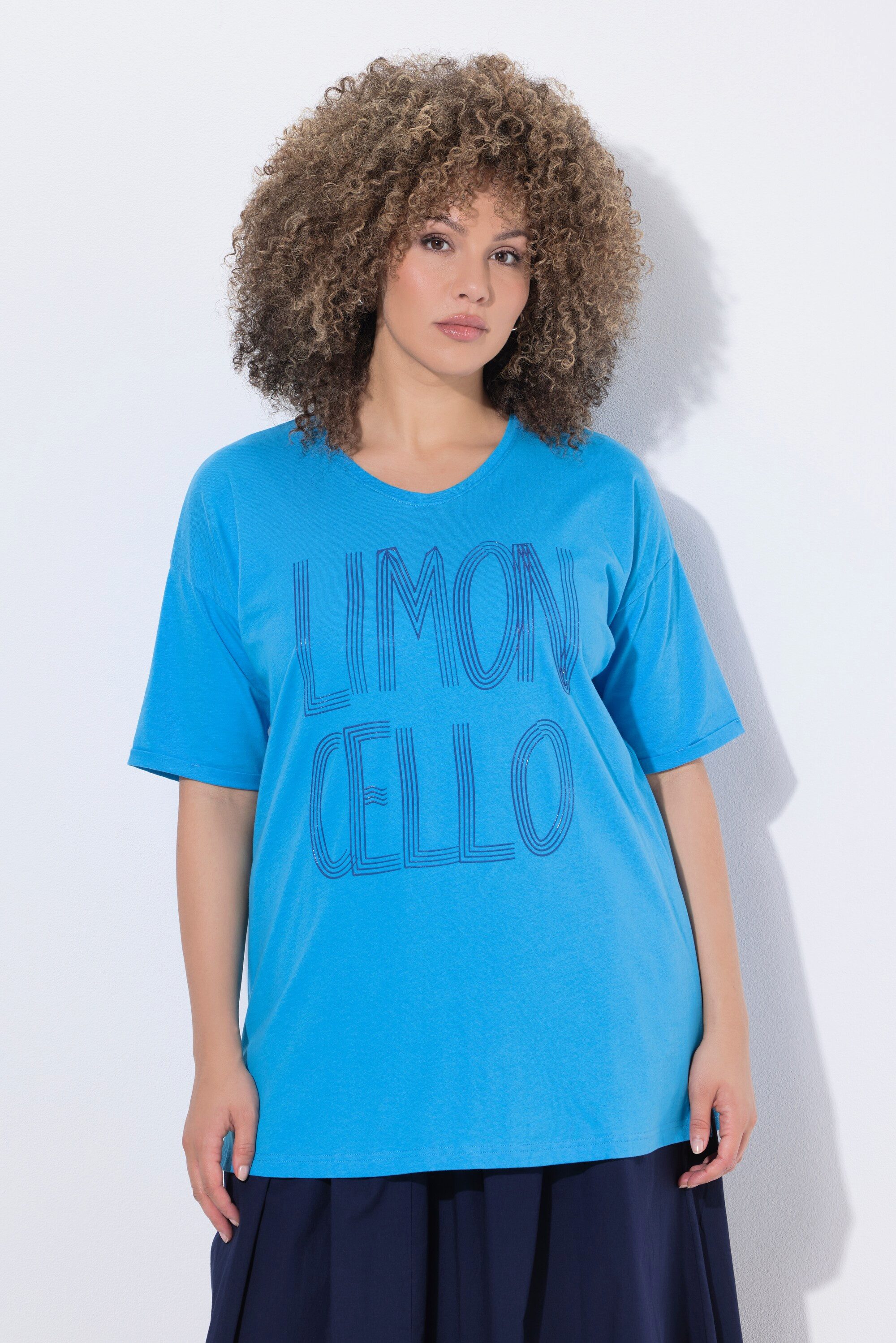 Ulla Popken T-Shirt T-Shirt Limoncello Oversized V-Ausschnitt Halbarm